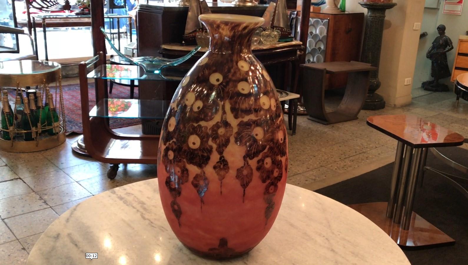 Monumental Vase Sign: Le Verre ( Decoration Chêne ), Jugendstil, Art Nouveau For Sale 4