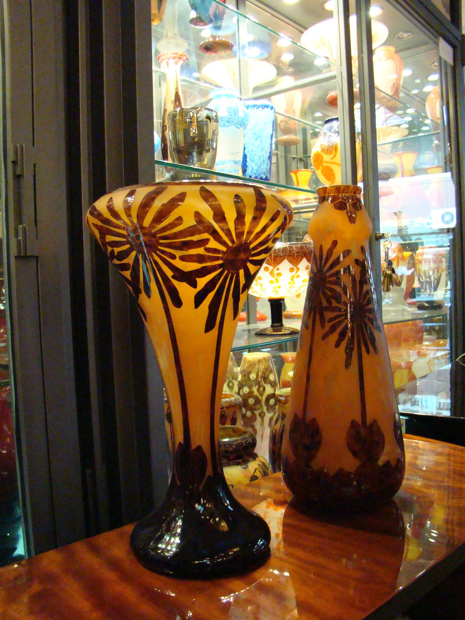 Monumental Vase, Sign: Le Verre Francais, charder ( Decoration Coconut) For Sale 5