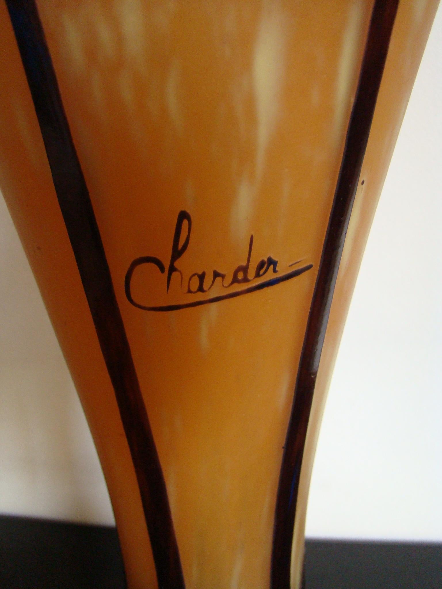 Monumental Vase, Sign: Le Verre Francais, charder ( Decoration Coconut) For Sale 6