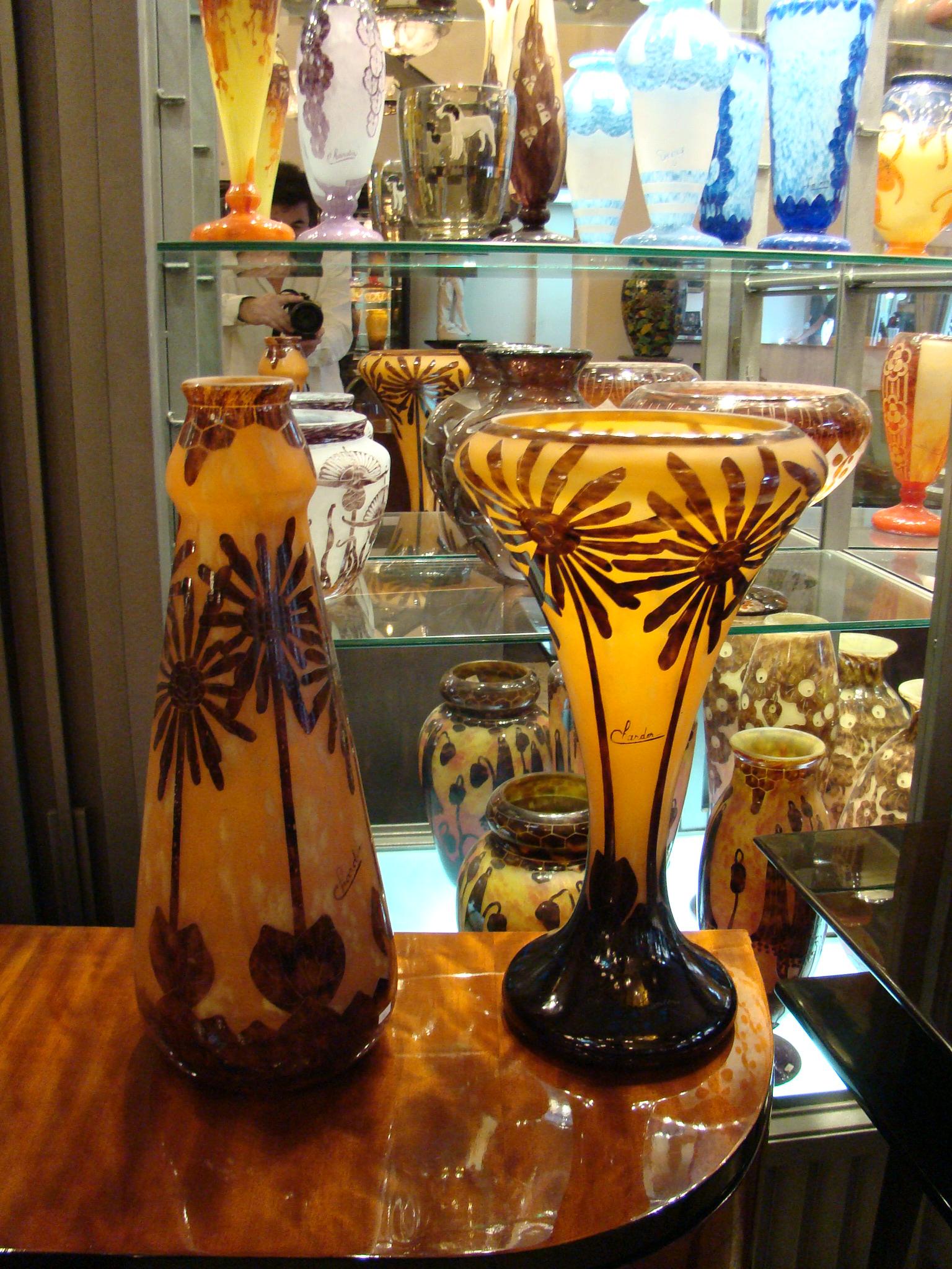 Monumental Vase, Sign: Le Verre Francais, charder ( Decoration Coconut) For Sale 8