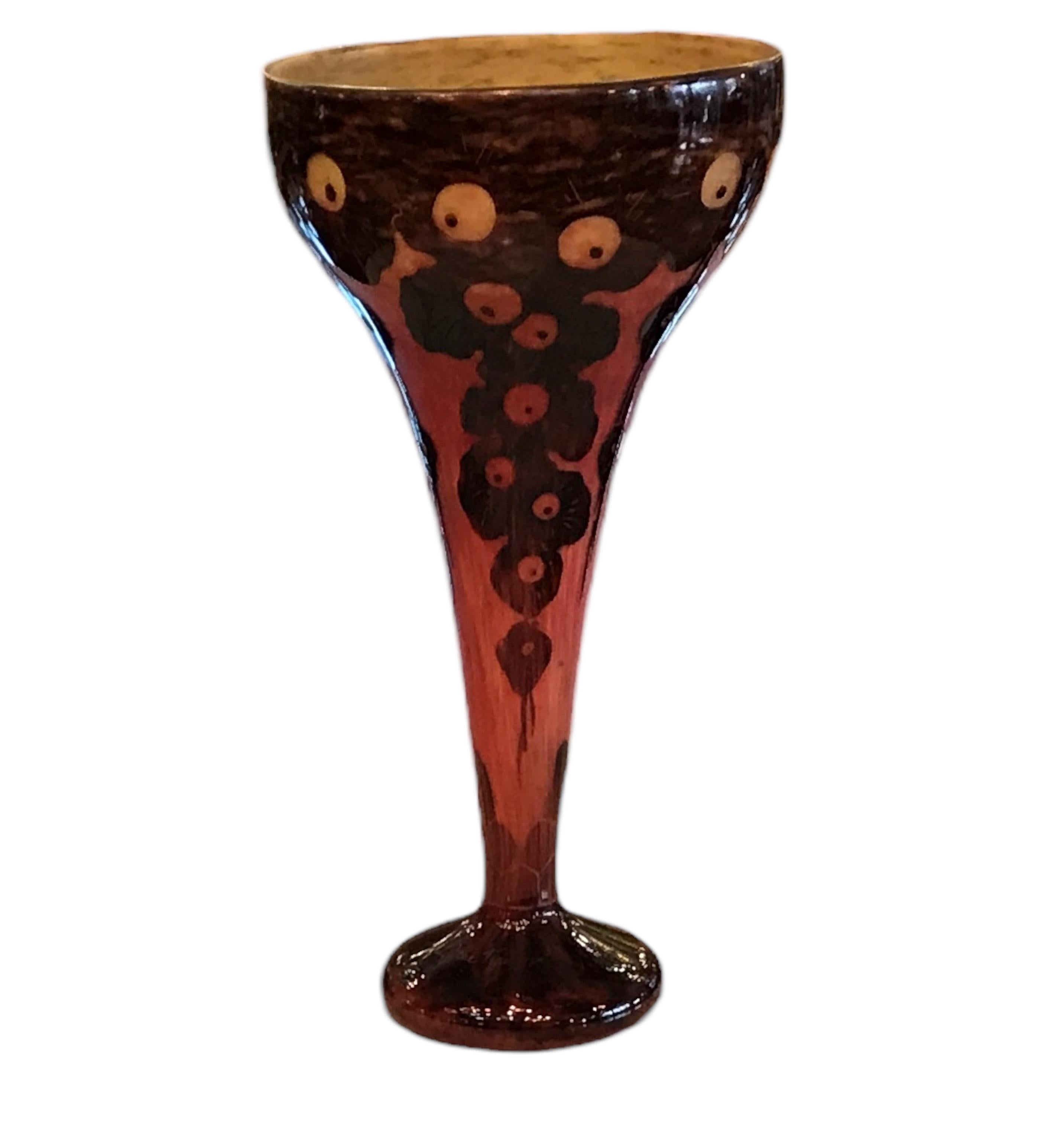 Vase Monumental Signe : Le Verre Francais ( Decoration Chene ) en vente 11