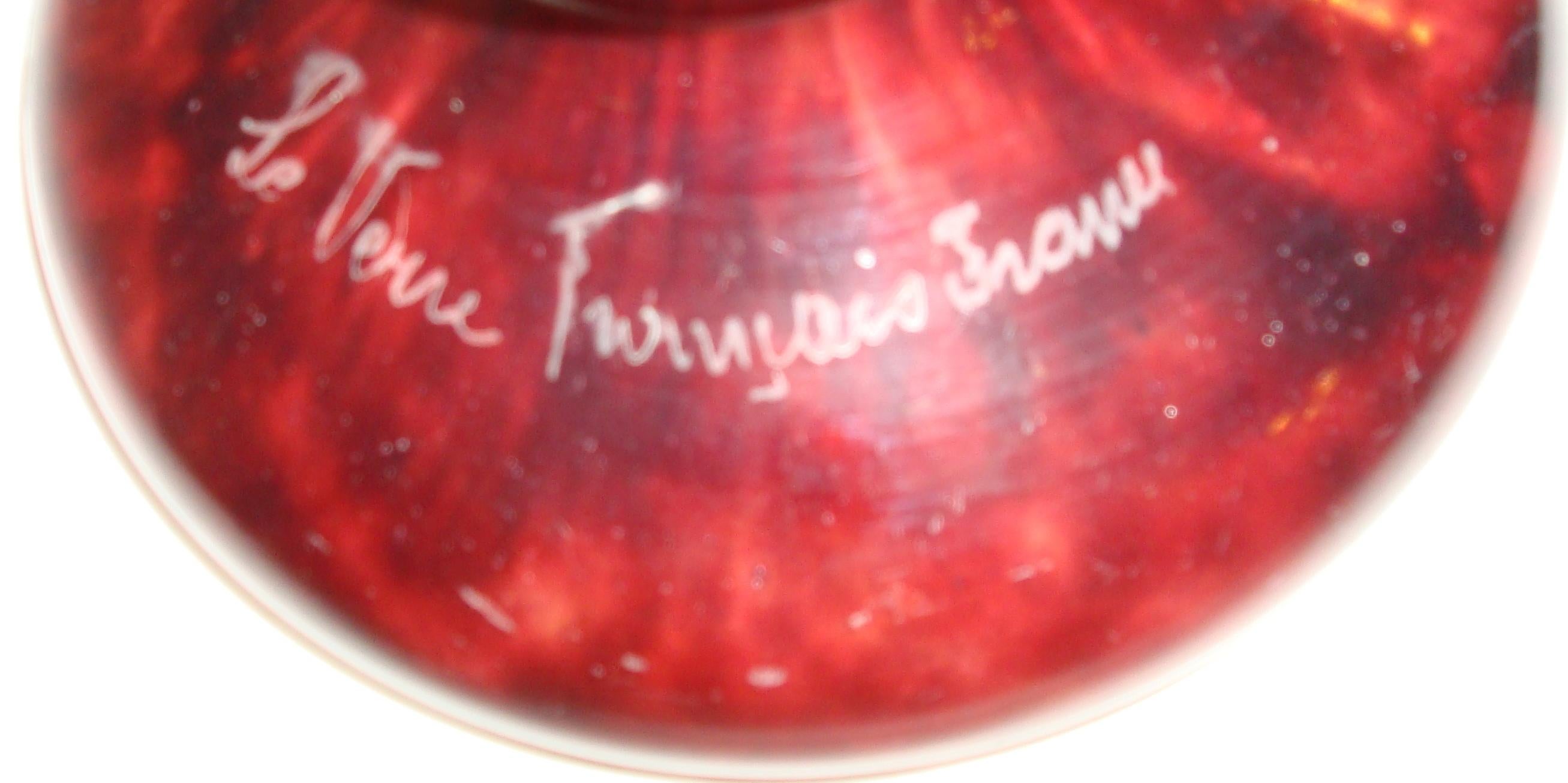 Art Glass Monumental Vase Sign: Le Verre Francais France ( Decoration Chêne ), Art Nouveau For Sale