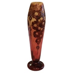 Monumental Vase Sign: Le Verre Francais France ( Decoration Chêne ), Art Nouveau