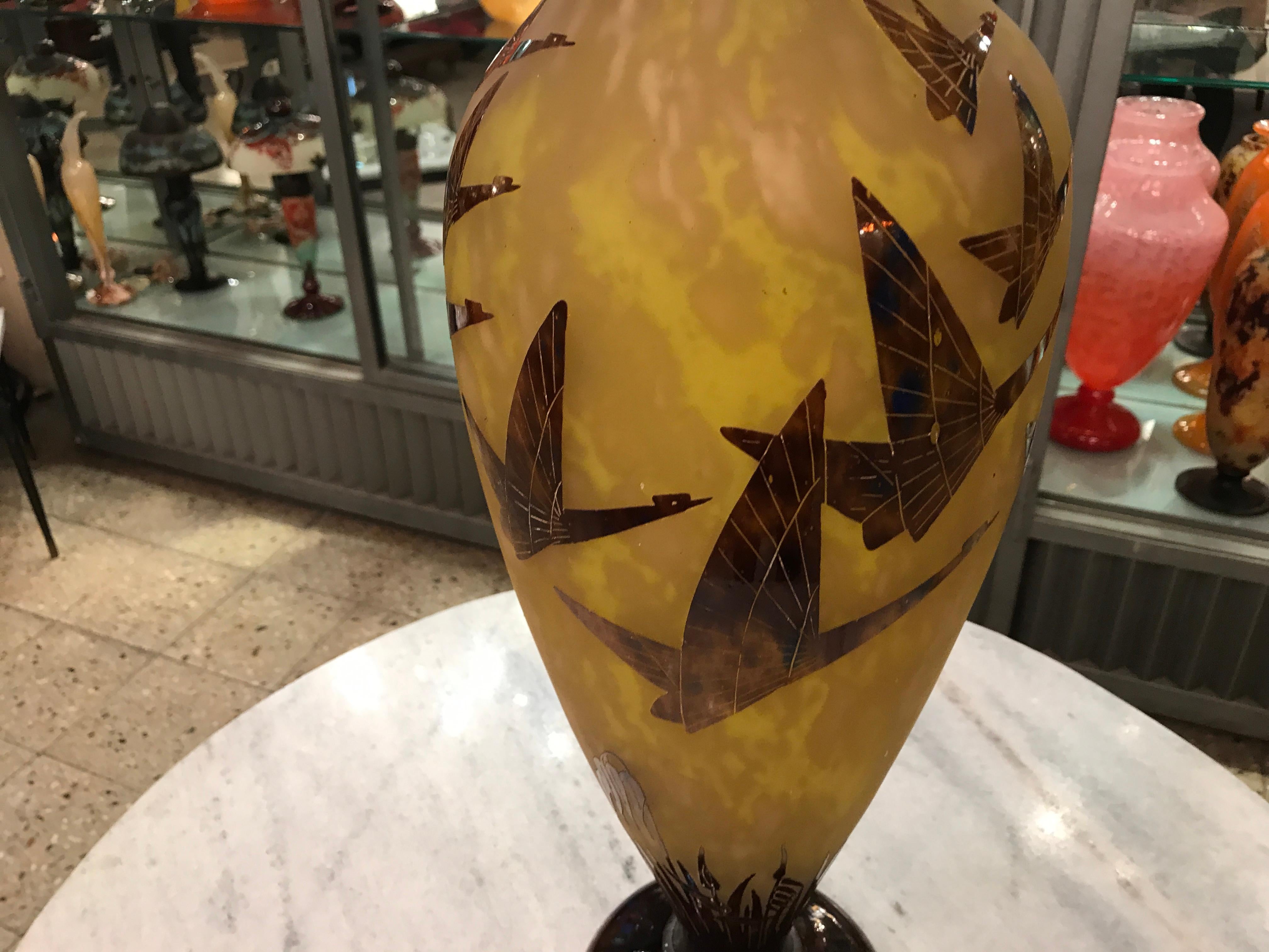 Début du 20ème siècle Vase Monumental Sign : Le Verre Francais France ( Decoration Halbrans ) en vente