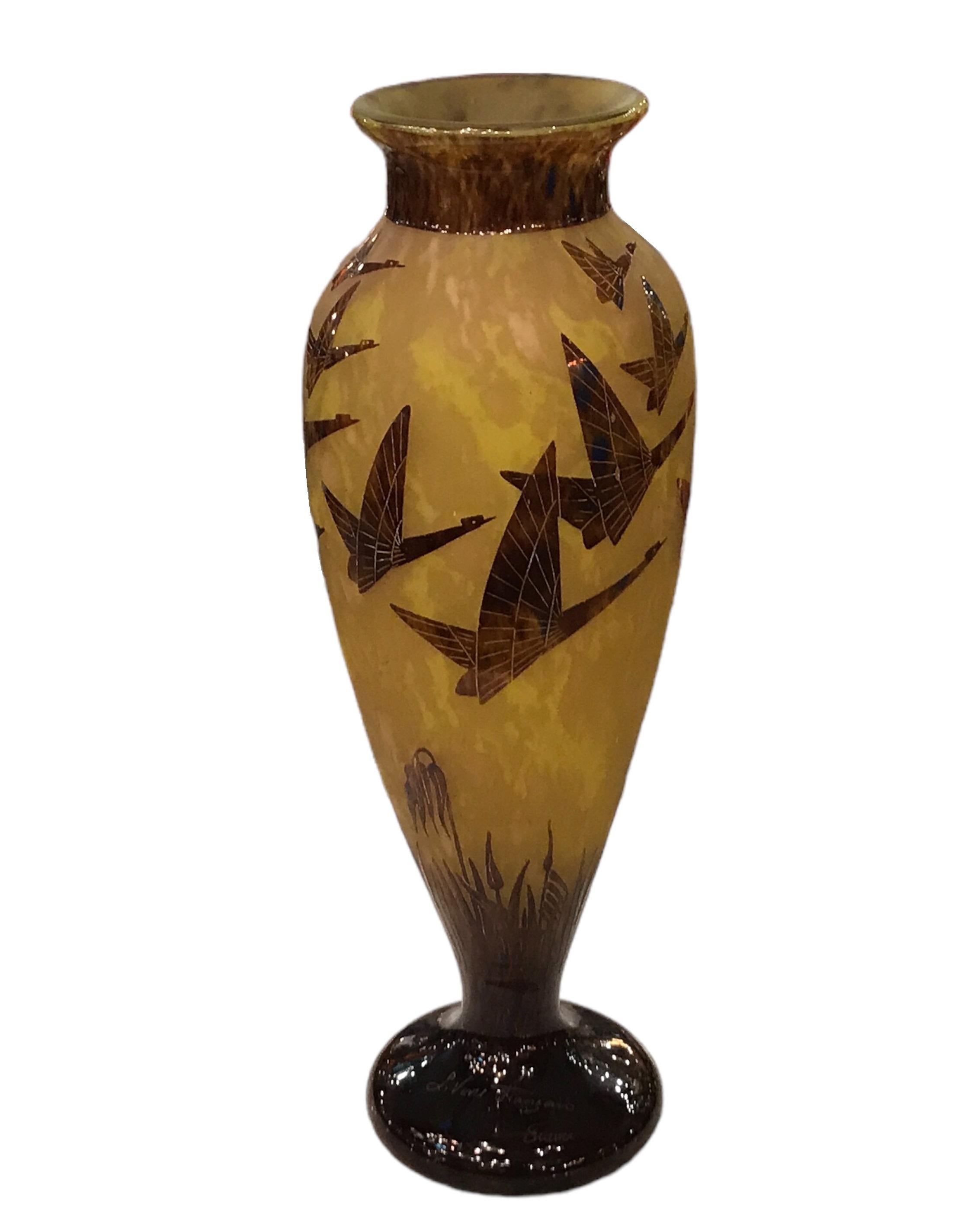 Verre d'art Vase Monumental Sign : Le Verre Francais France ( Decoration Halbrans ) en vente