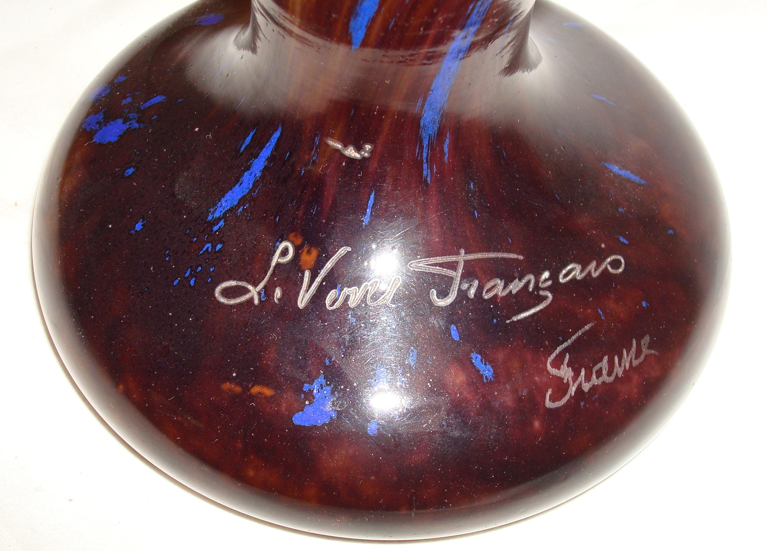 Monumental Vase Sign: Le Verre Francais France ( Decoration Halbrans ) For Sale 5