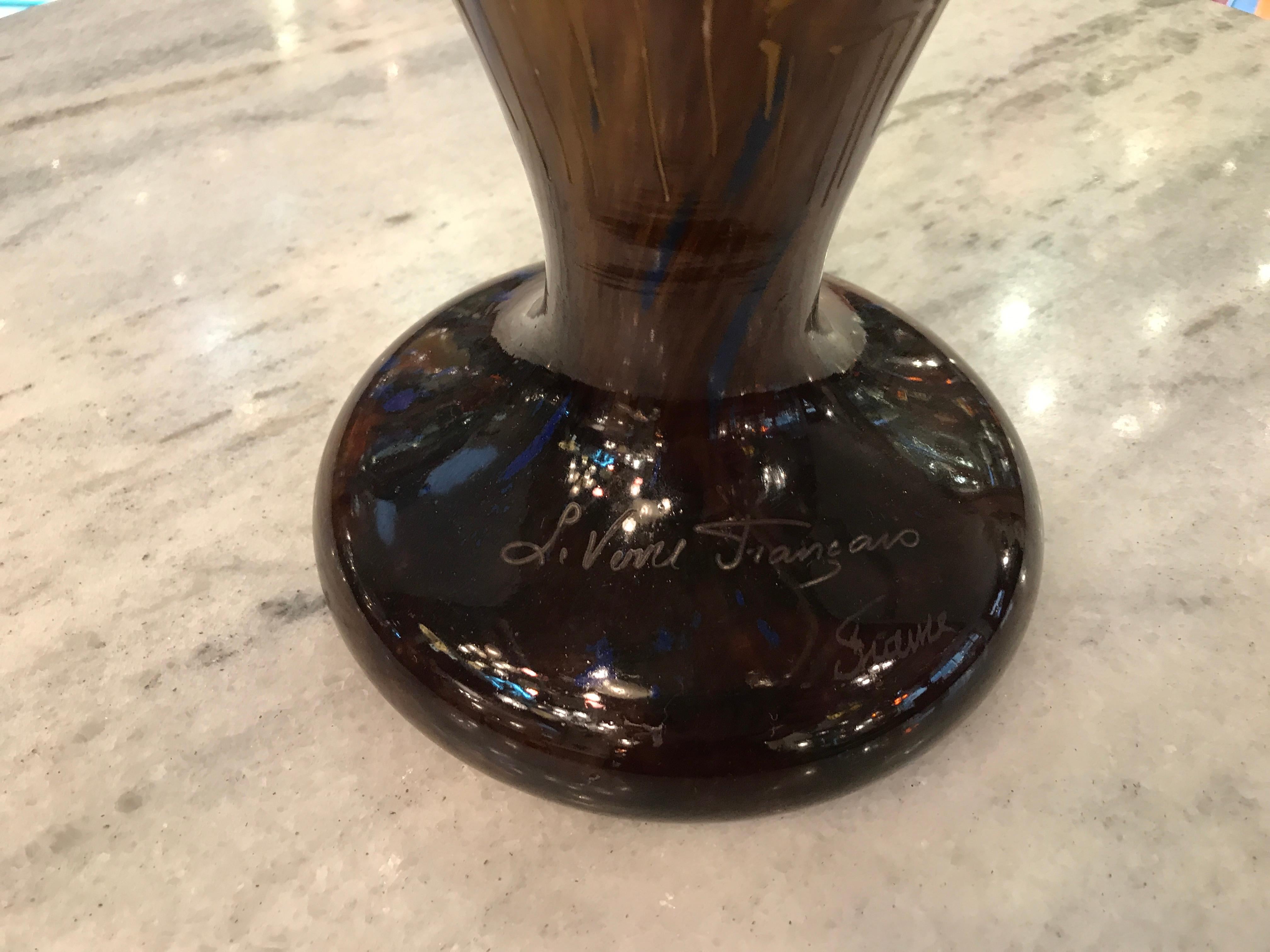 Vaso monumentale Sign: Le Verre Francais France ( Decorazione Halbrans ) in vendita 6