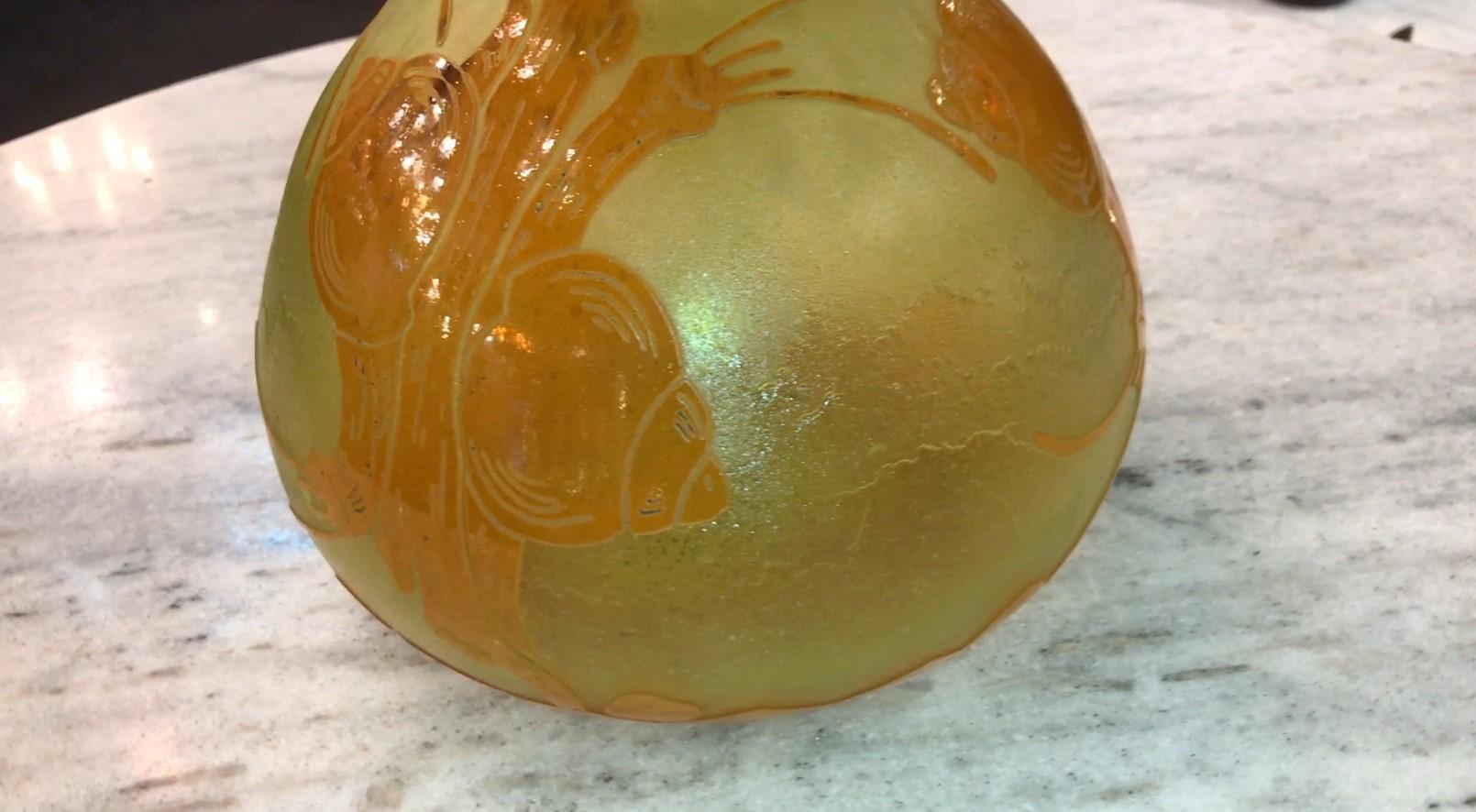 Signature du vase : Le Verre (Décoration Escargots / escargots) , Style :  Art nouveau en vente 10