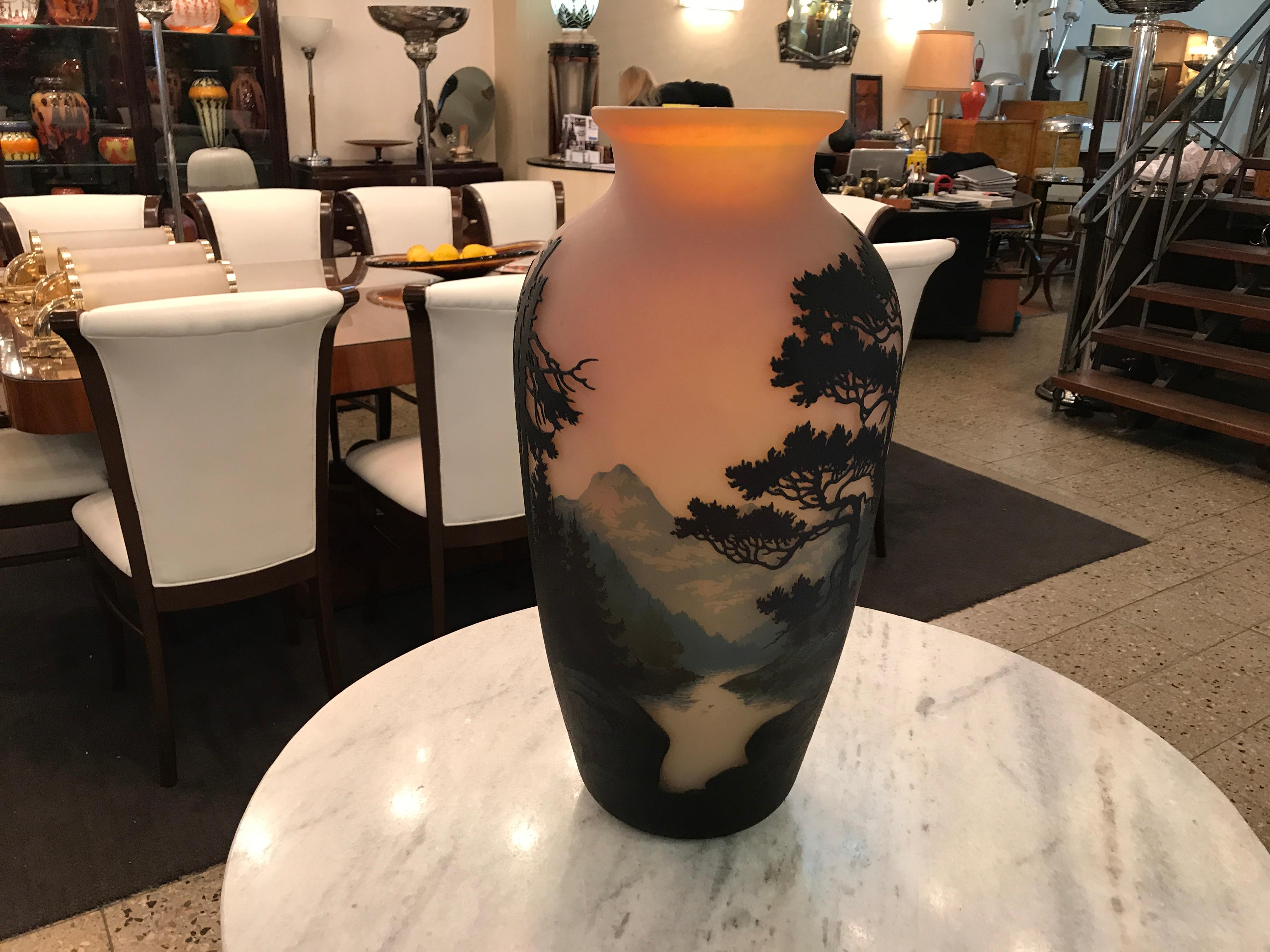 Art Glass Monumental Vase, Sign: Muller Fres Luneville, Jugendstil, Art Nouveau, liberty For Sale