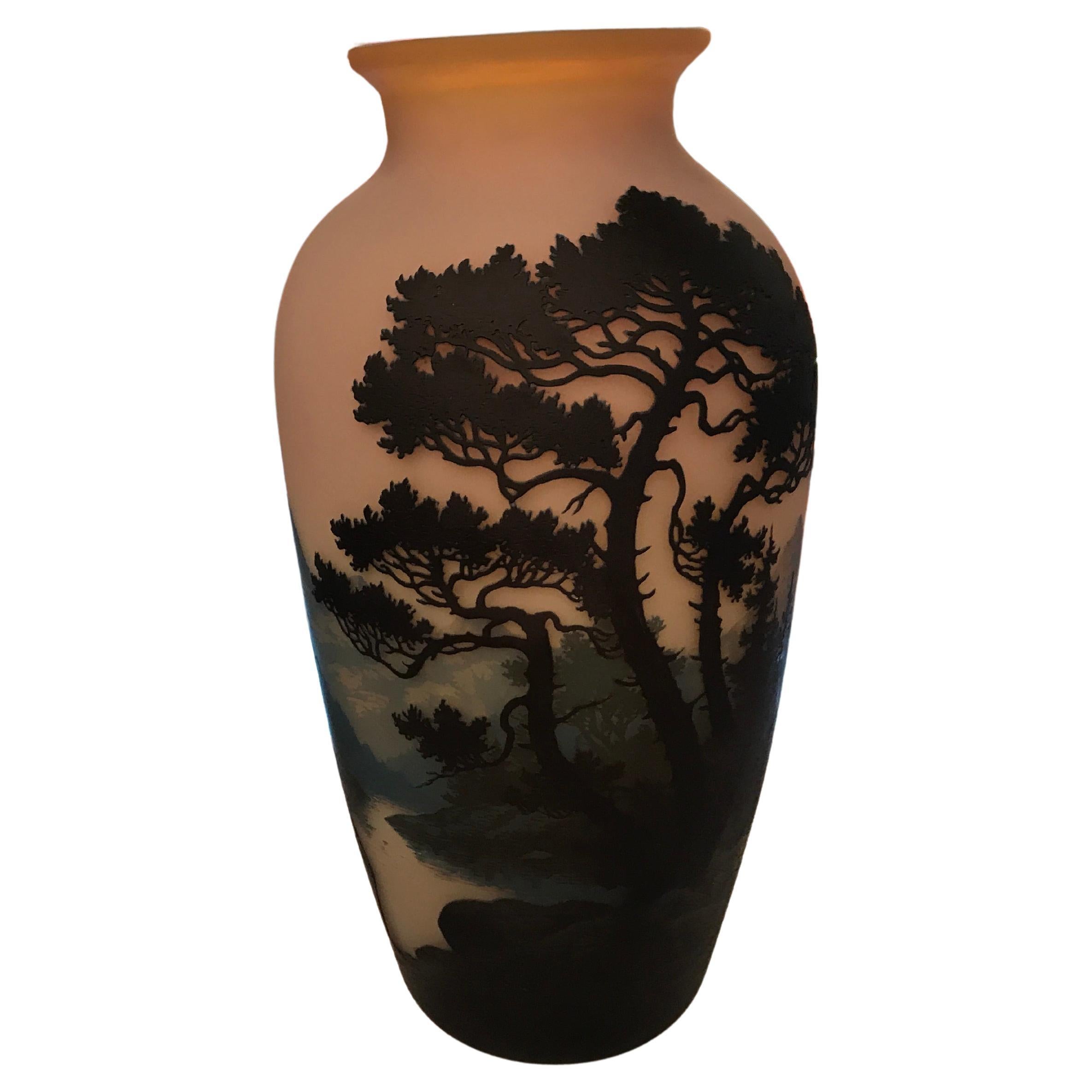 Monumentale Vase, signiert: Muller Fres Luneville, Jugendstil, Freiheit