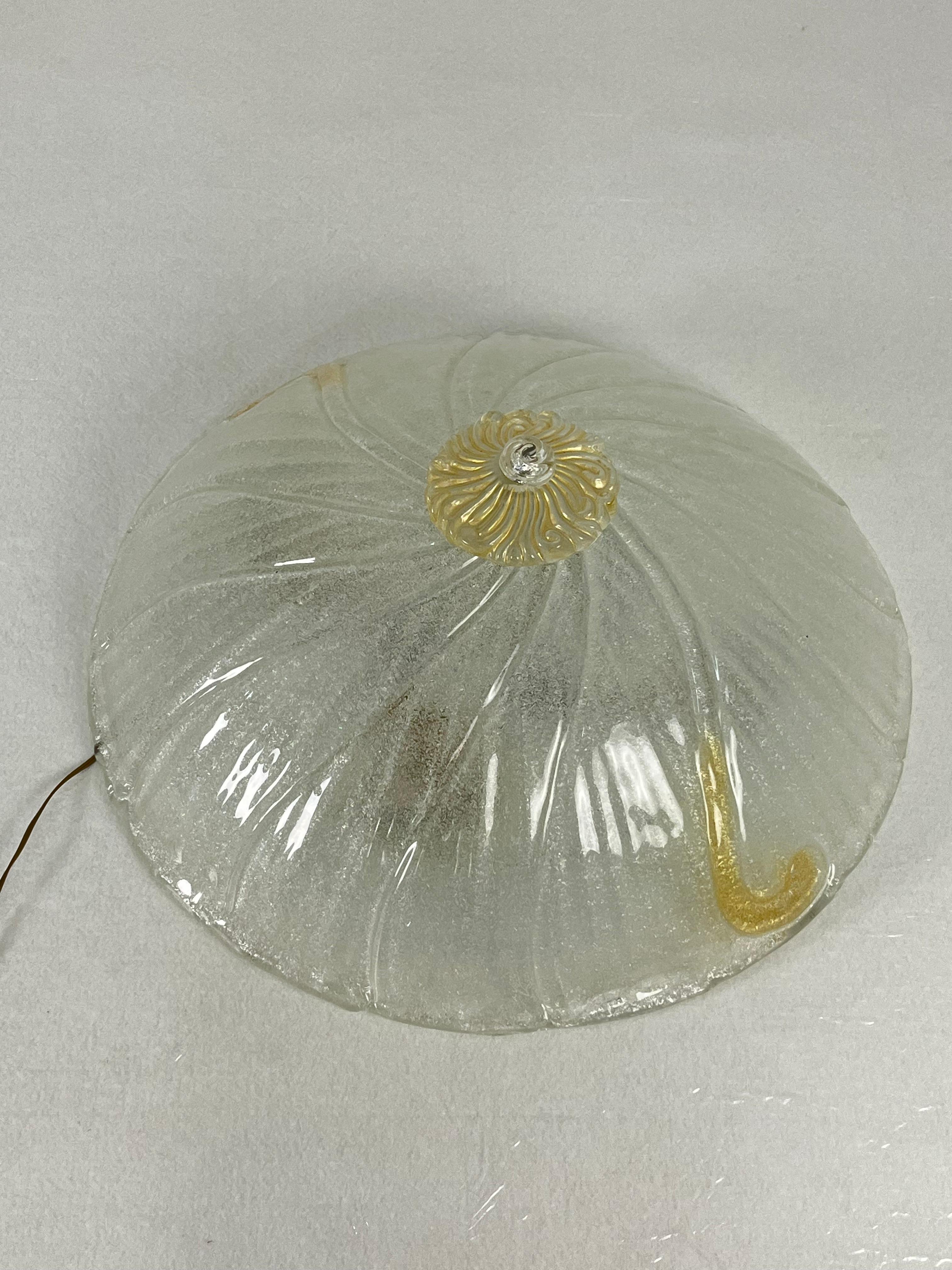 Lámpara de techo veneciana monumental de 4 luces de cristal de Murano, años 80 Italiano en venta
