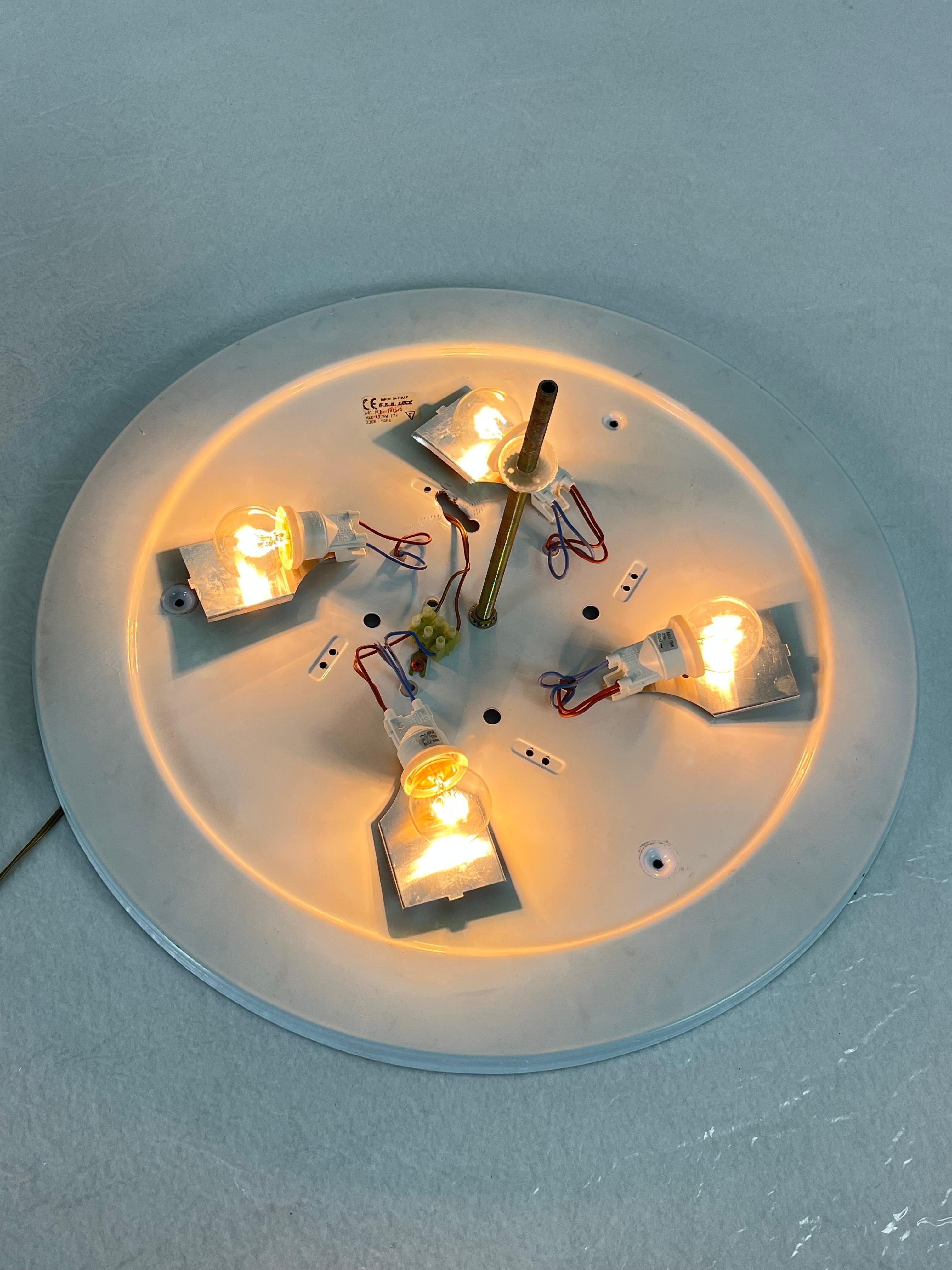 Lámpara de techo veneciana monumental de 4 luces de cristal de Murano, años 80 finales del siglo XX en venta