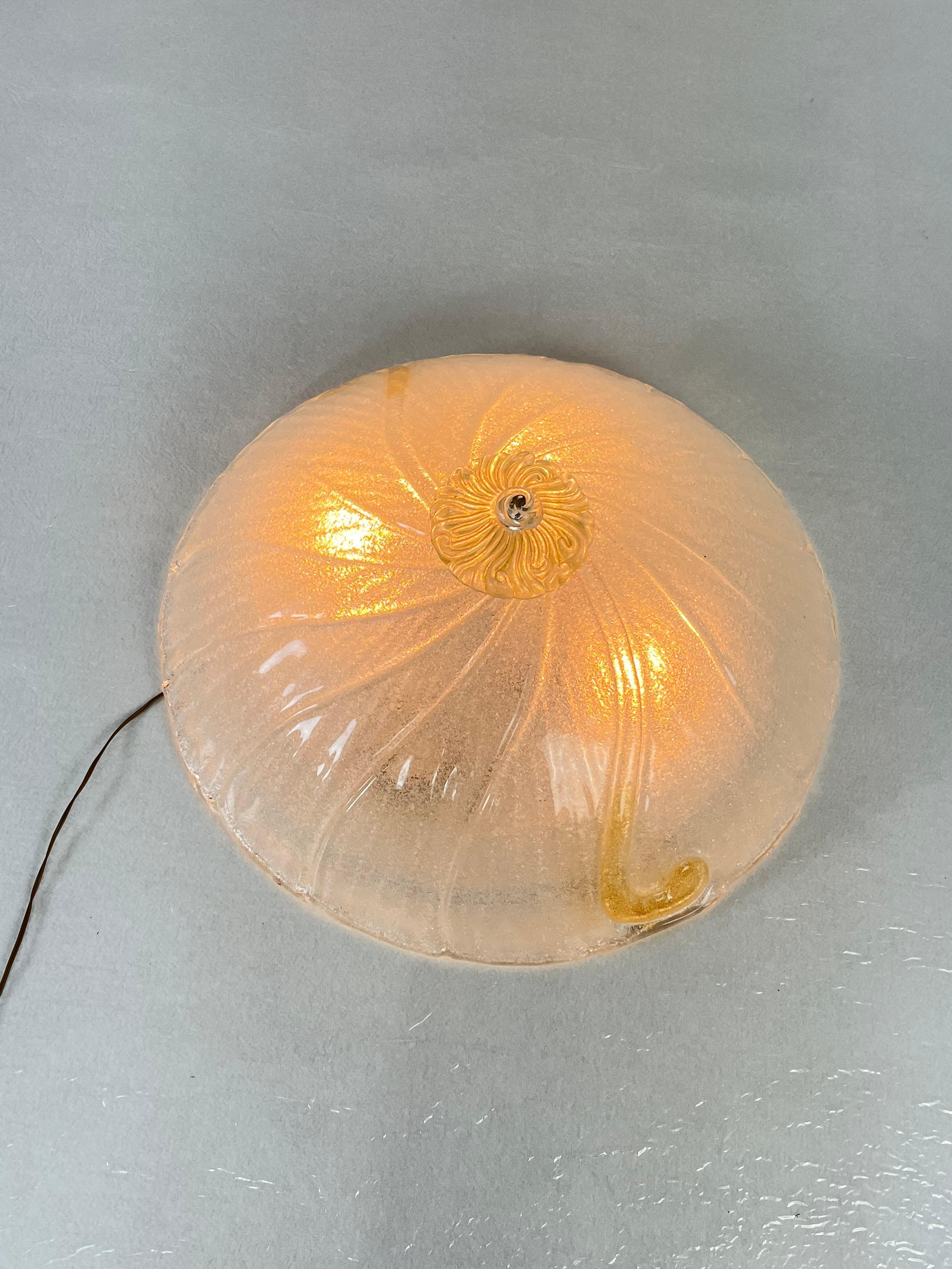 Lámpara de techo veneciana monumental de 4 luces de cristal de Murano, años 80 Metal en venta
