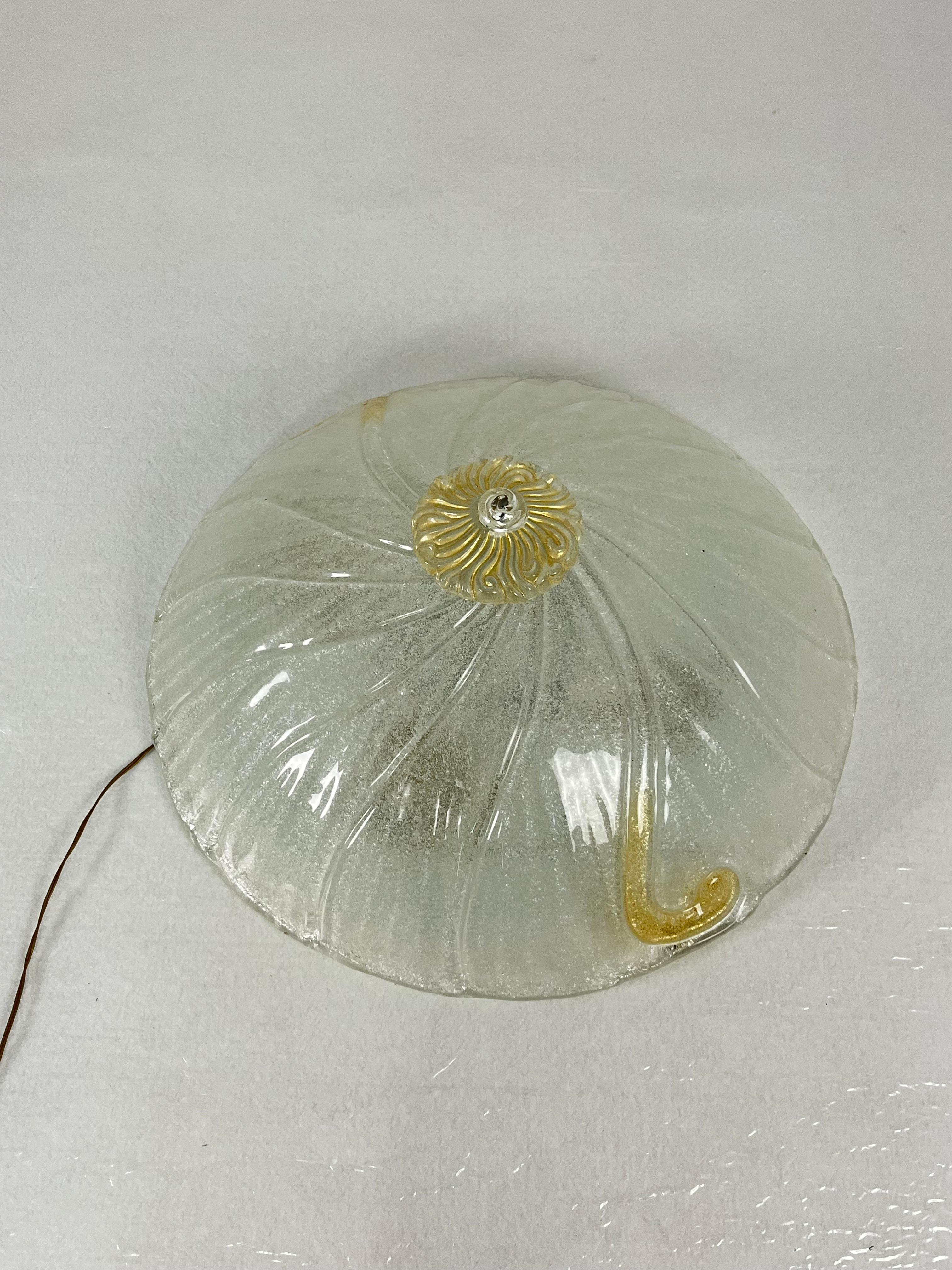Lámpara de techo veneciana monumental de 4 luces de cristal de Murano, años 80 en venta 1