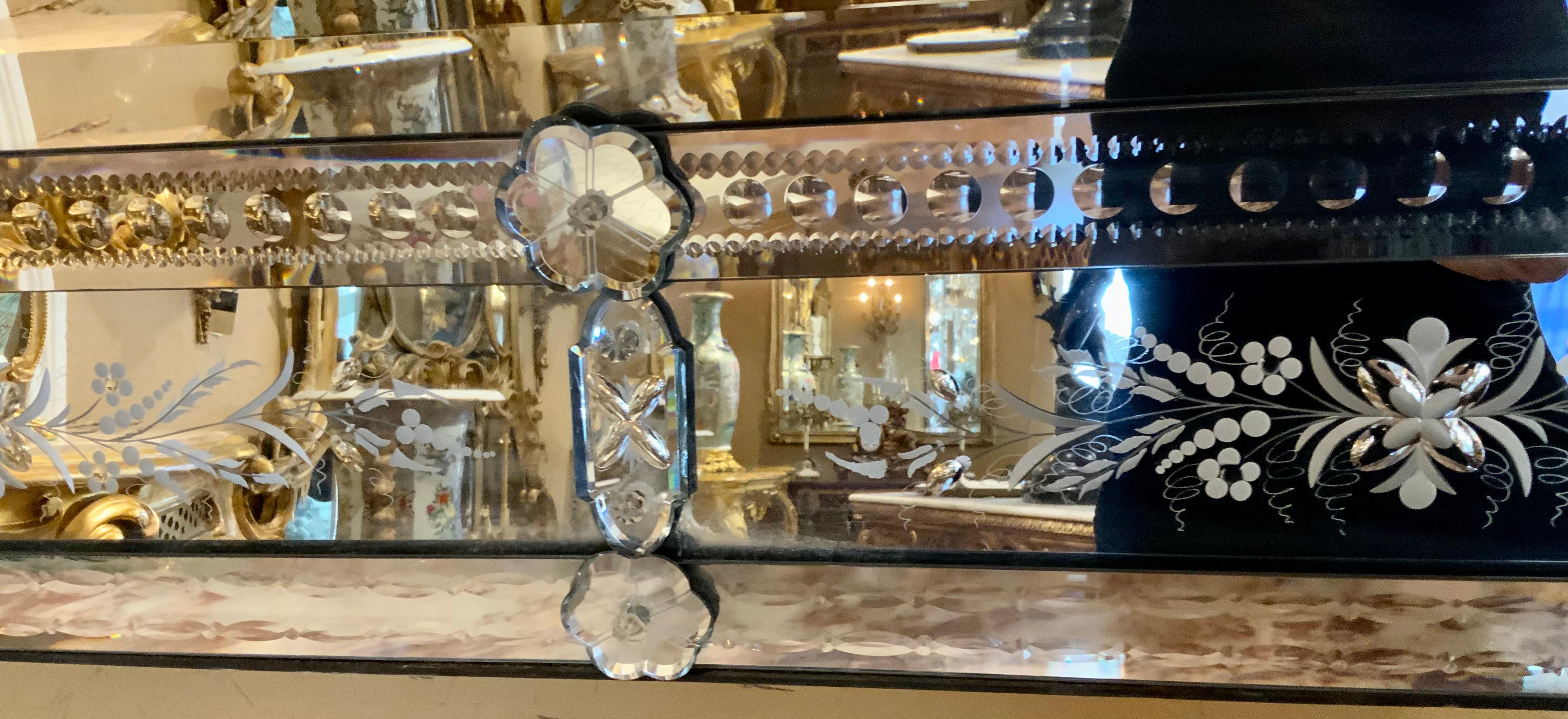 Italian Monumental Venetian glass mirror For Sale