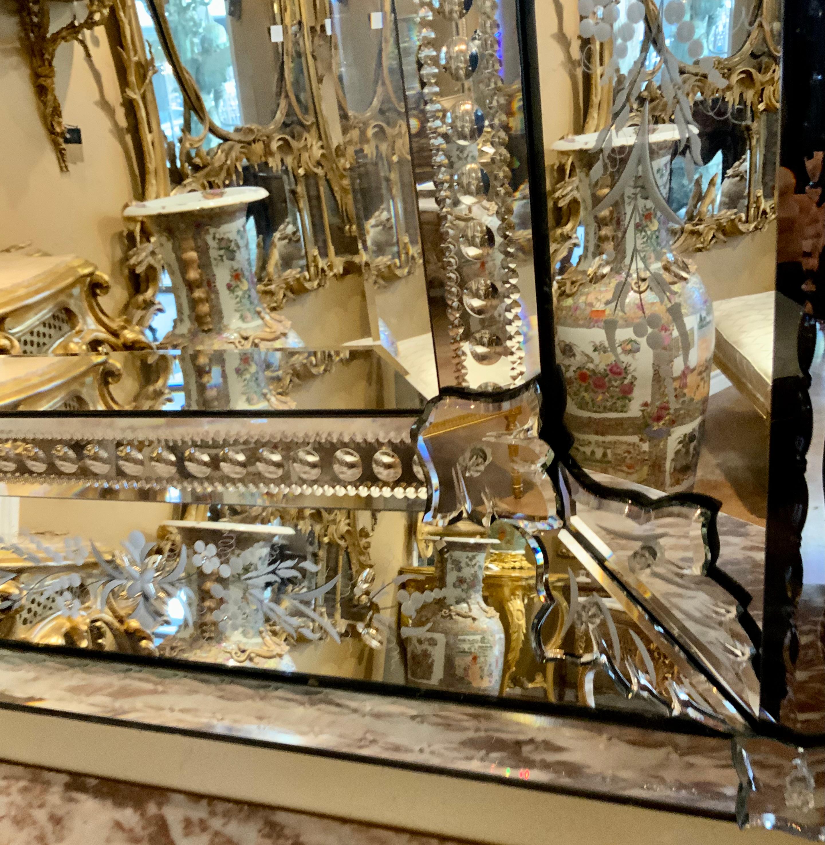 20th Century Monumental Venetian glass mirror For Sale