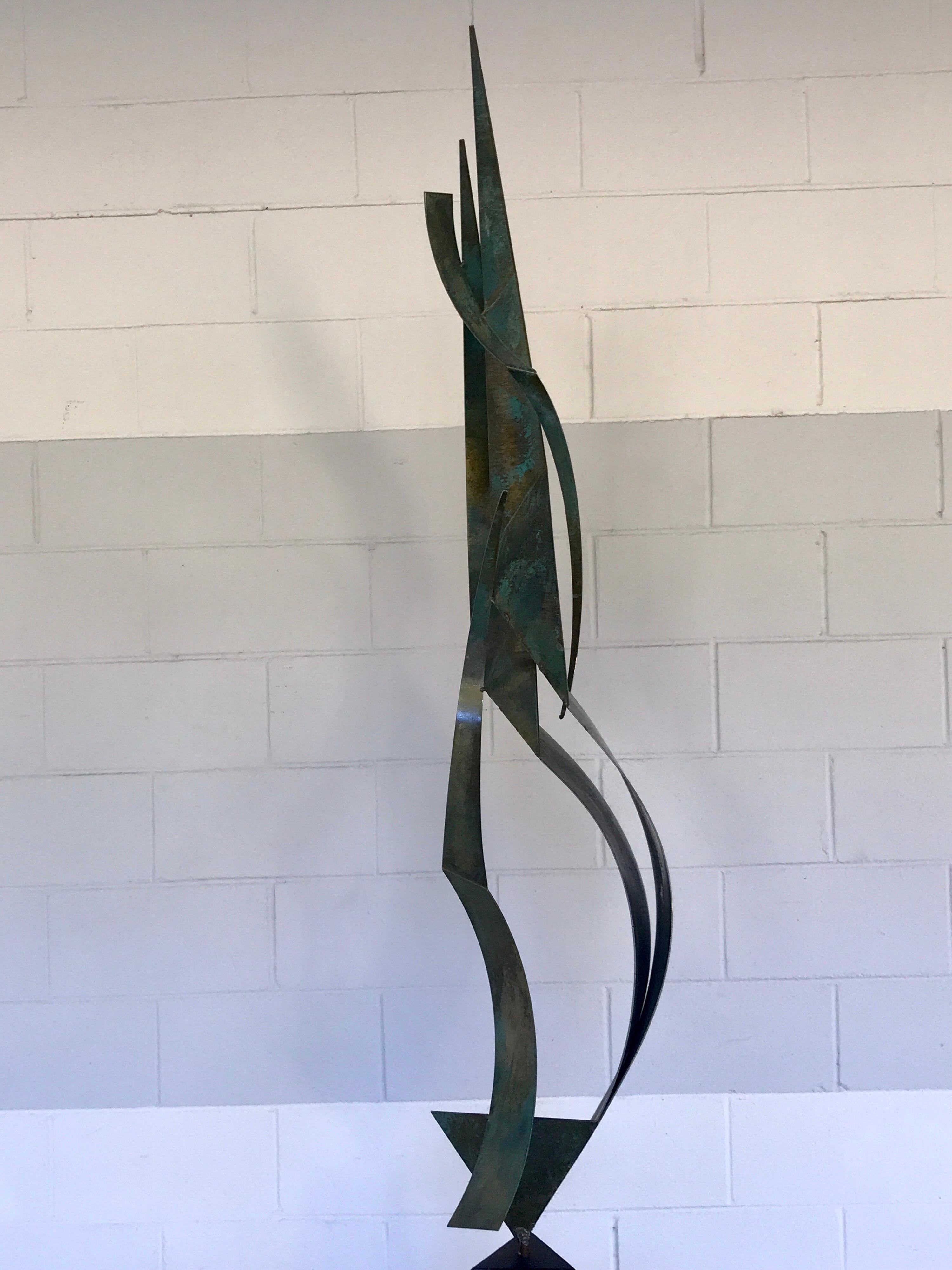 Monumental Verdigris Bronze Abstract Sculpture by Curtis Jere For Sale 3