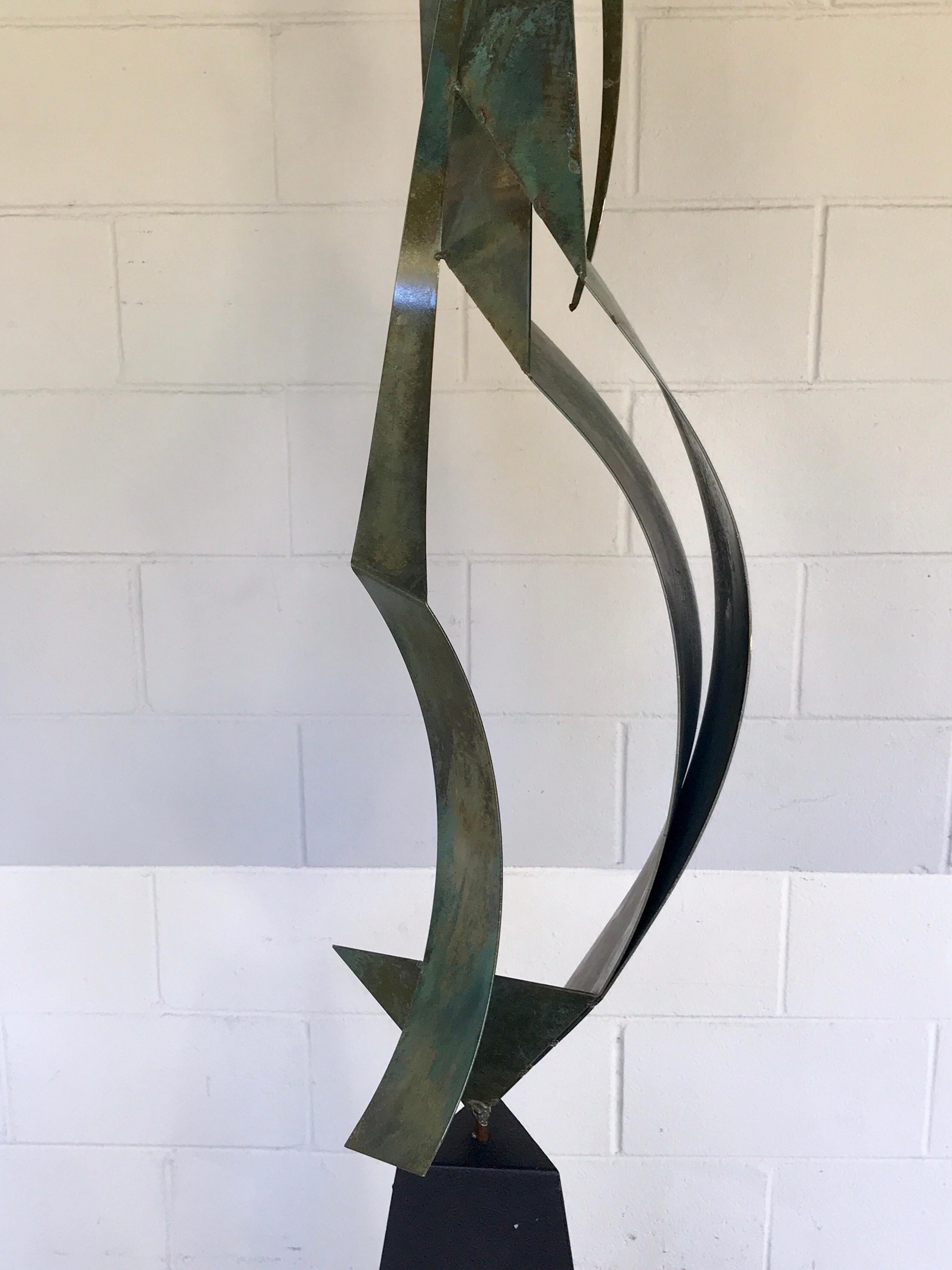 Monumental Verdigris Bronze Abstract Sculpture by Curtis Jere For Sale 4