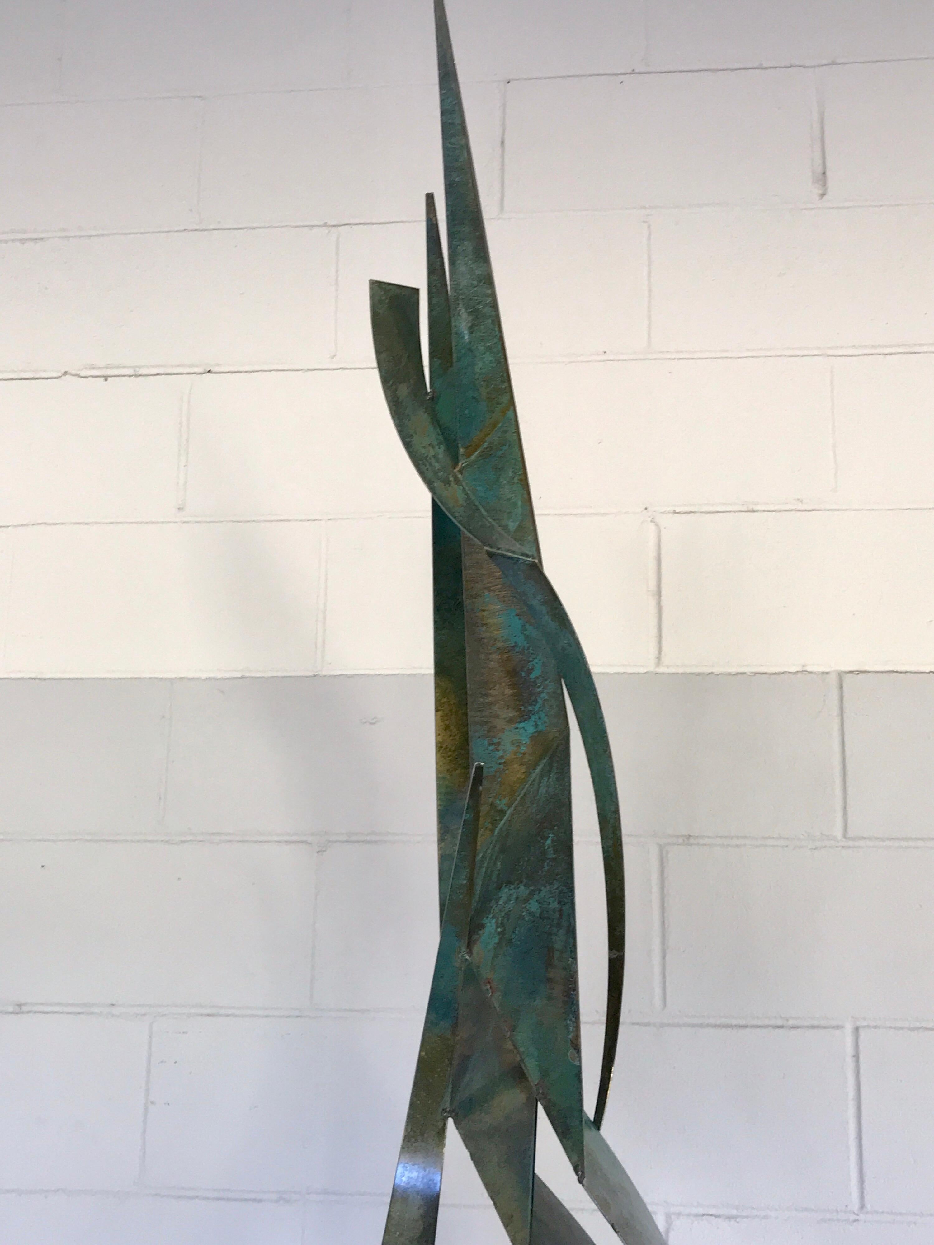 Monumental Verdigris Bronze Abstract Sculpture by Curtis Jere For Sale 5