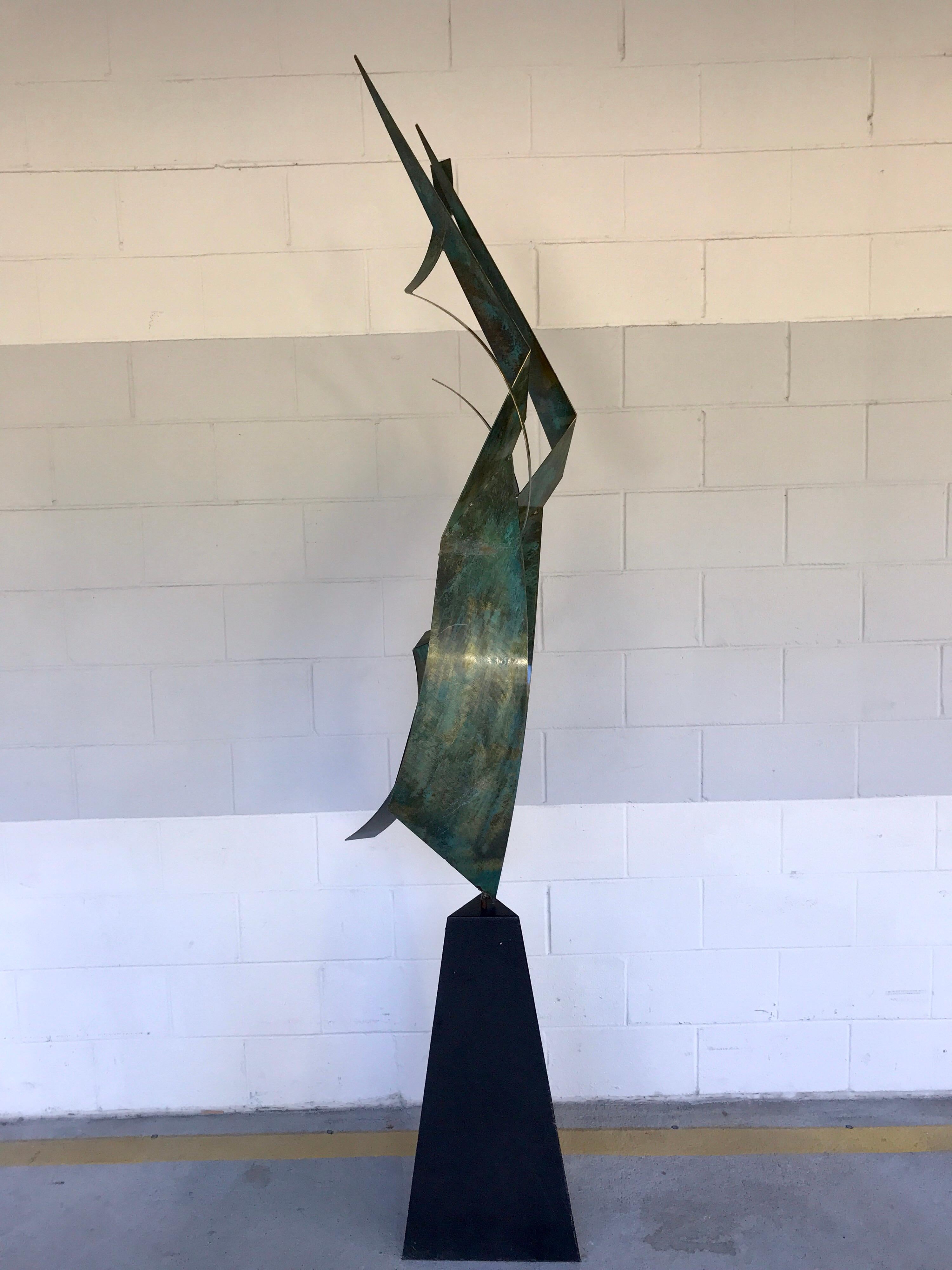 Monumental Verdigris Bronze Abstract Sculpture by Curtis Jere For Sale 6