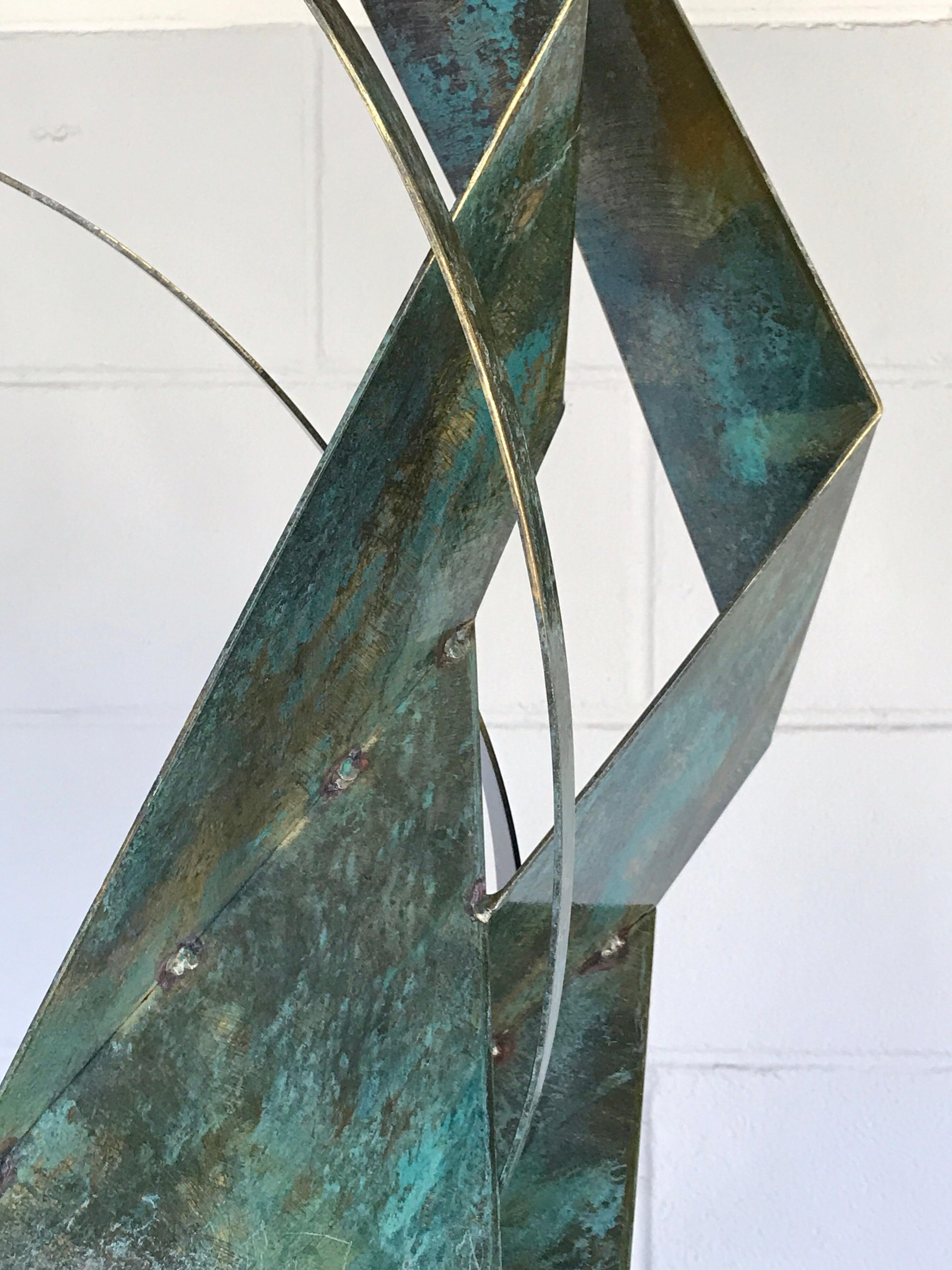 Monumental Verdigris Bronze Abstract Sculpture by Curtis Jere For Sale 7