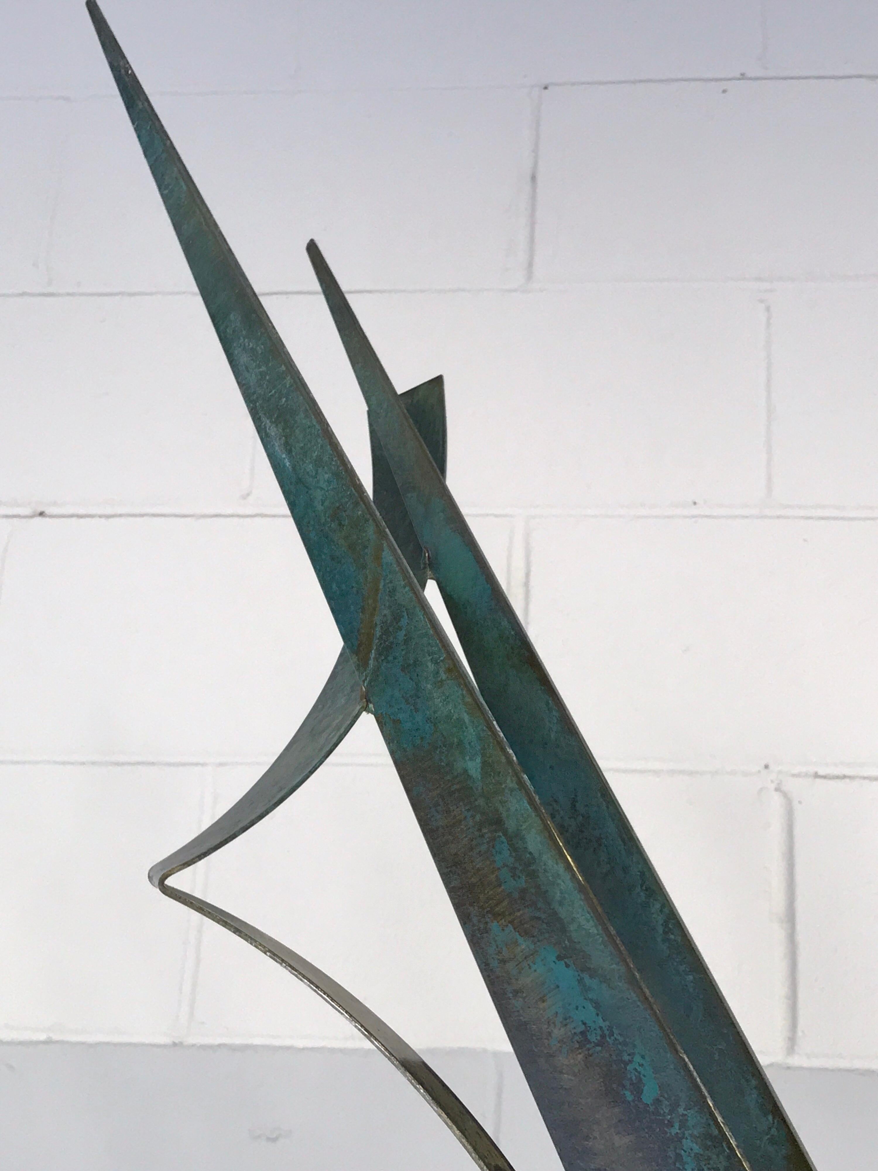 Monumental Verdigris Bronze Abstract Sculpture by Curtis Jere For Sale 8