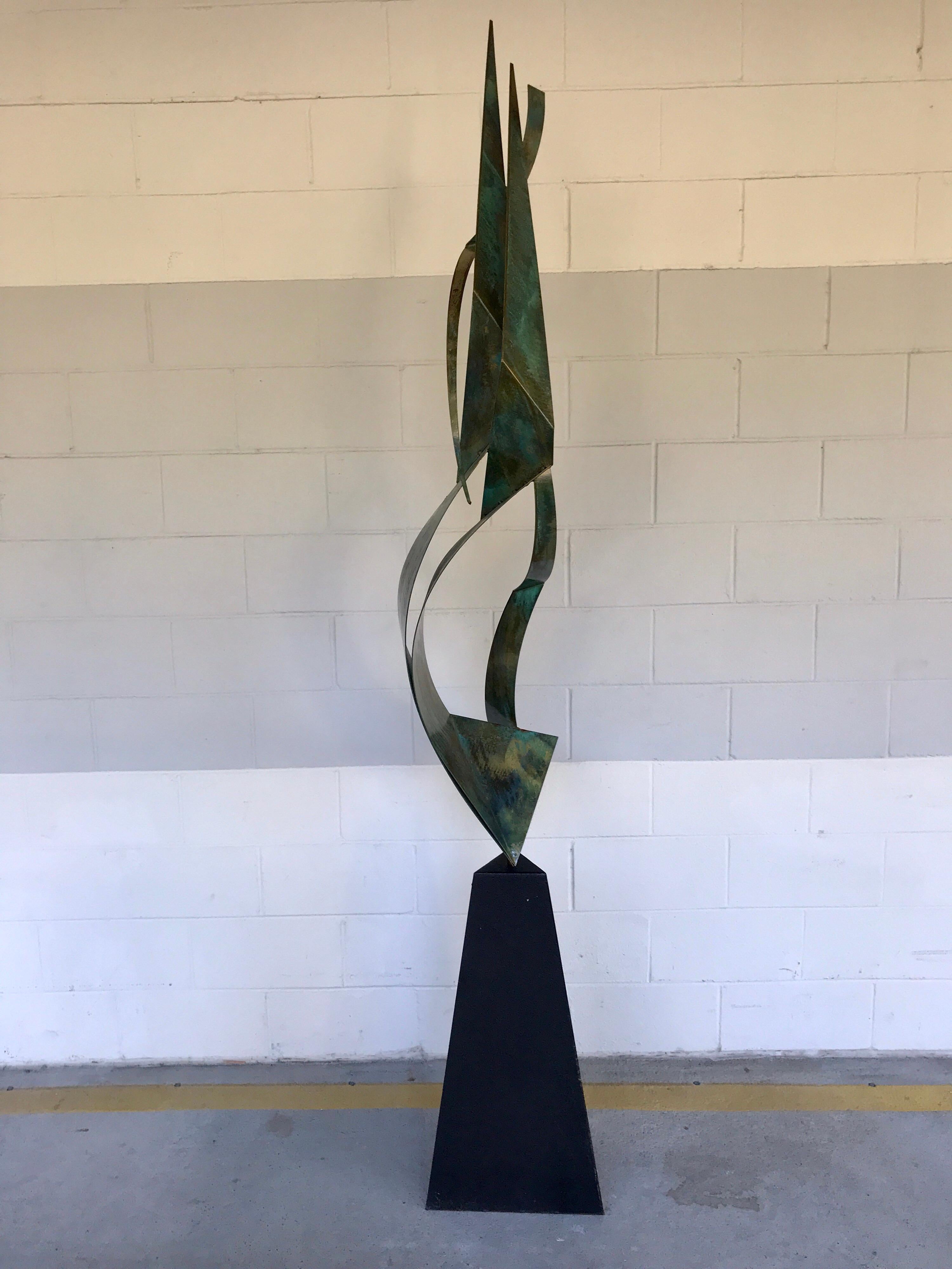 Monumental Verdigris Bronze Abstract Sculpture by Curtis Jere For Sale 9