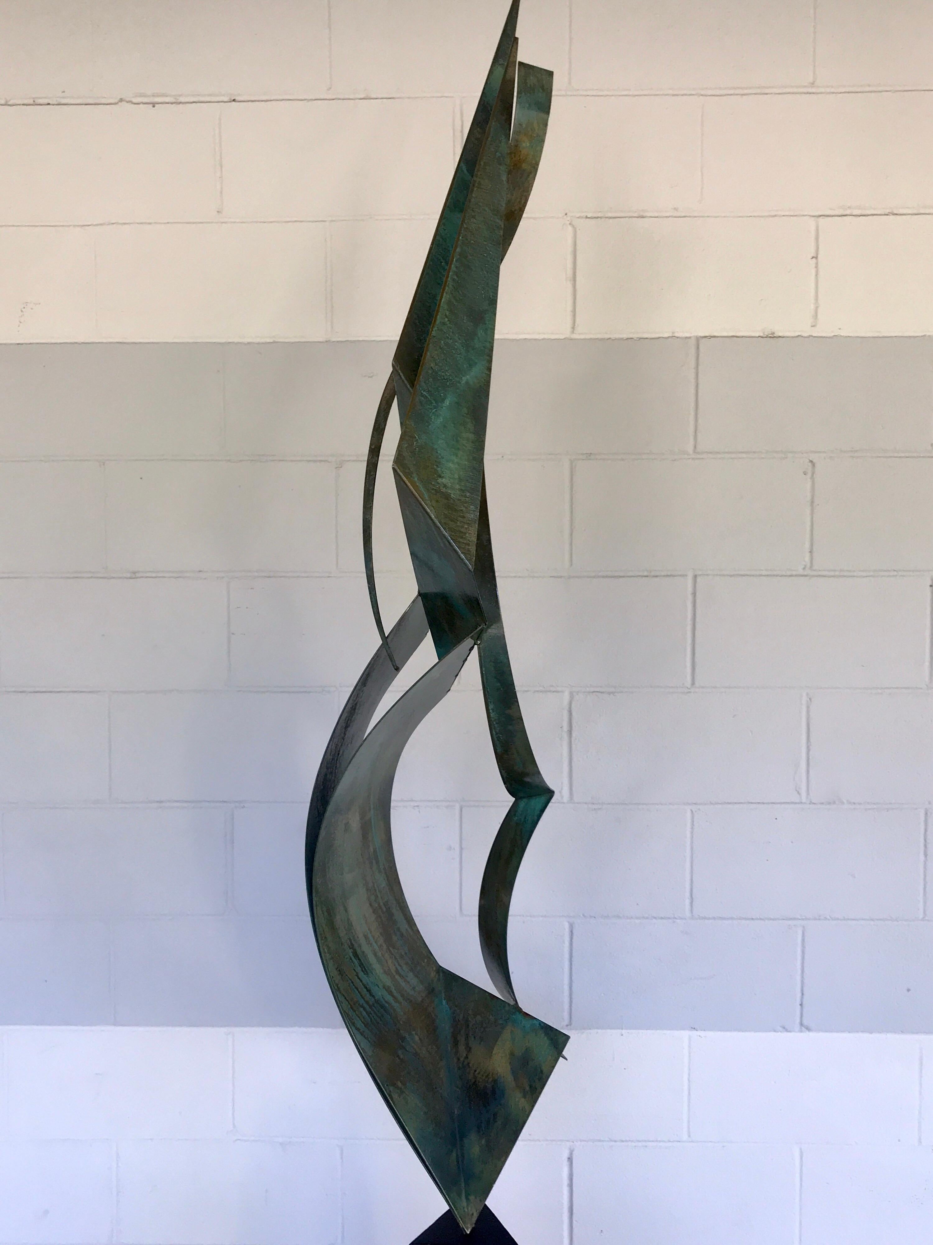 American Monumental Verdigris Bronze Abstract Sculpture by Curtis Jere For Sale