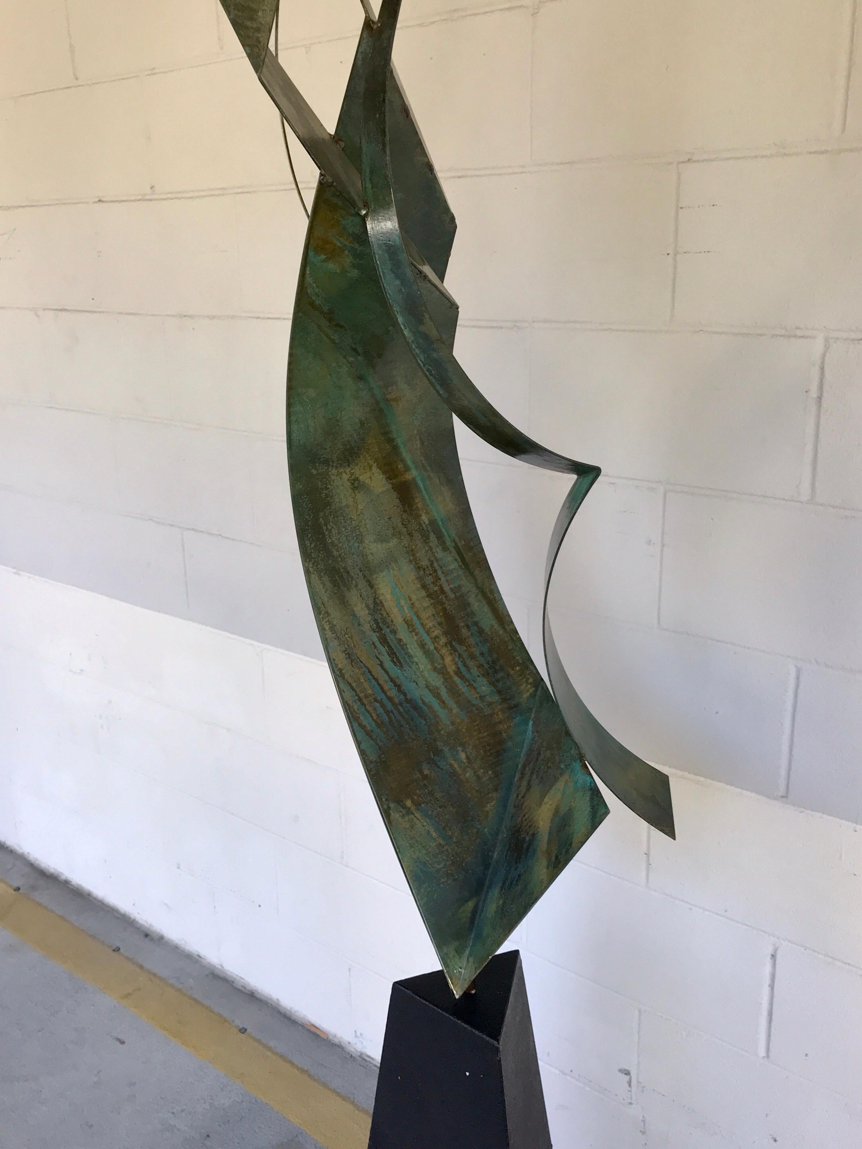 Blackened Monumental Verdigris Bronze Abstract Sculpture by Curtis Jere For Sale