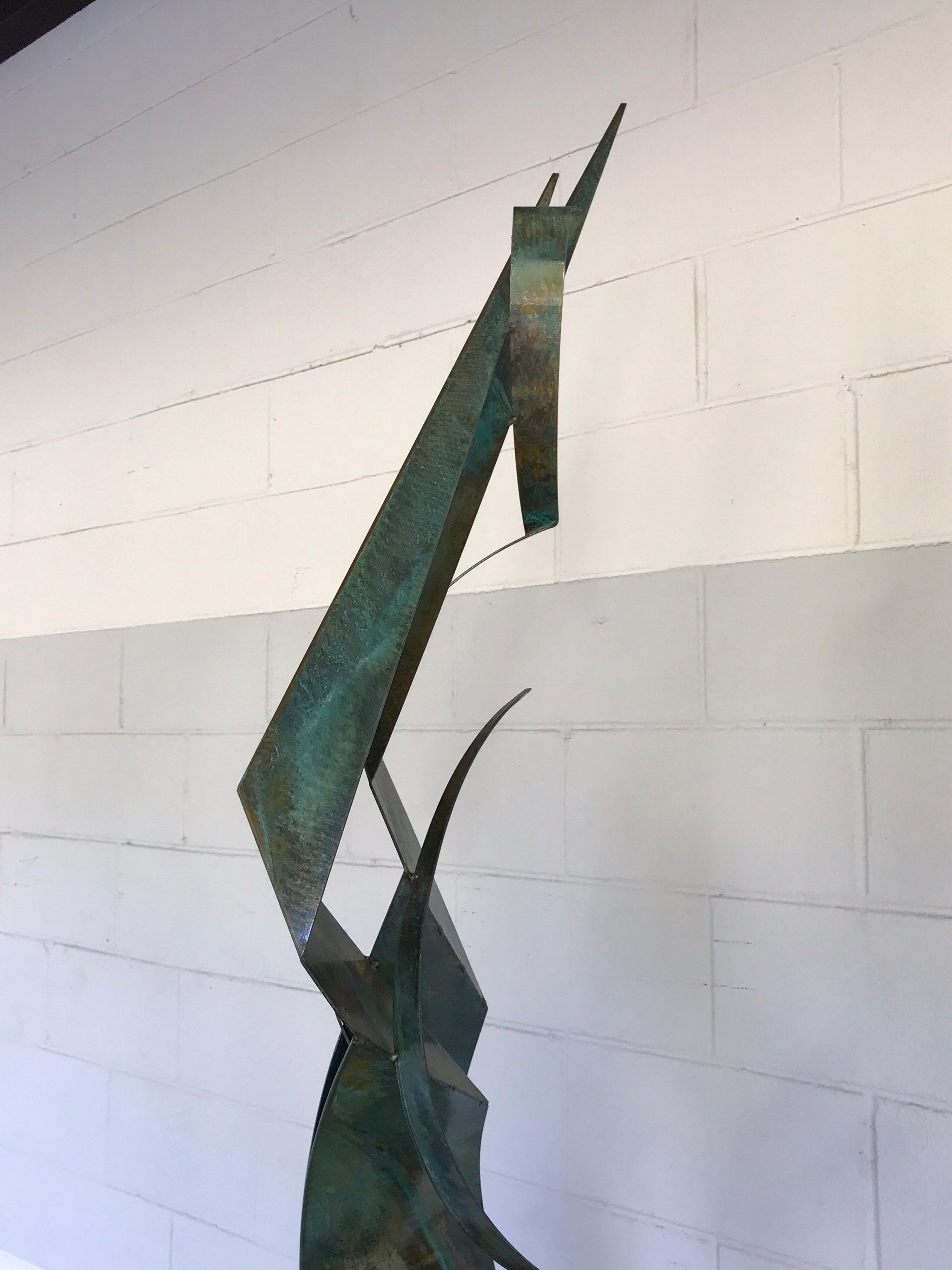 Monumental Verdigris Bronze Abstract Sculpture by Curtis Jere In Good Condition For Sale In Atlanta, GA