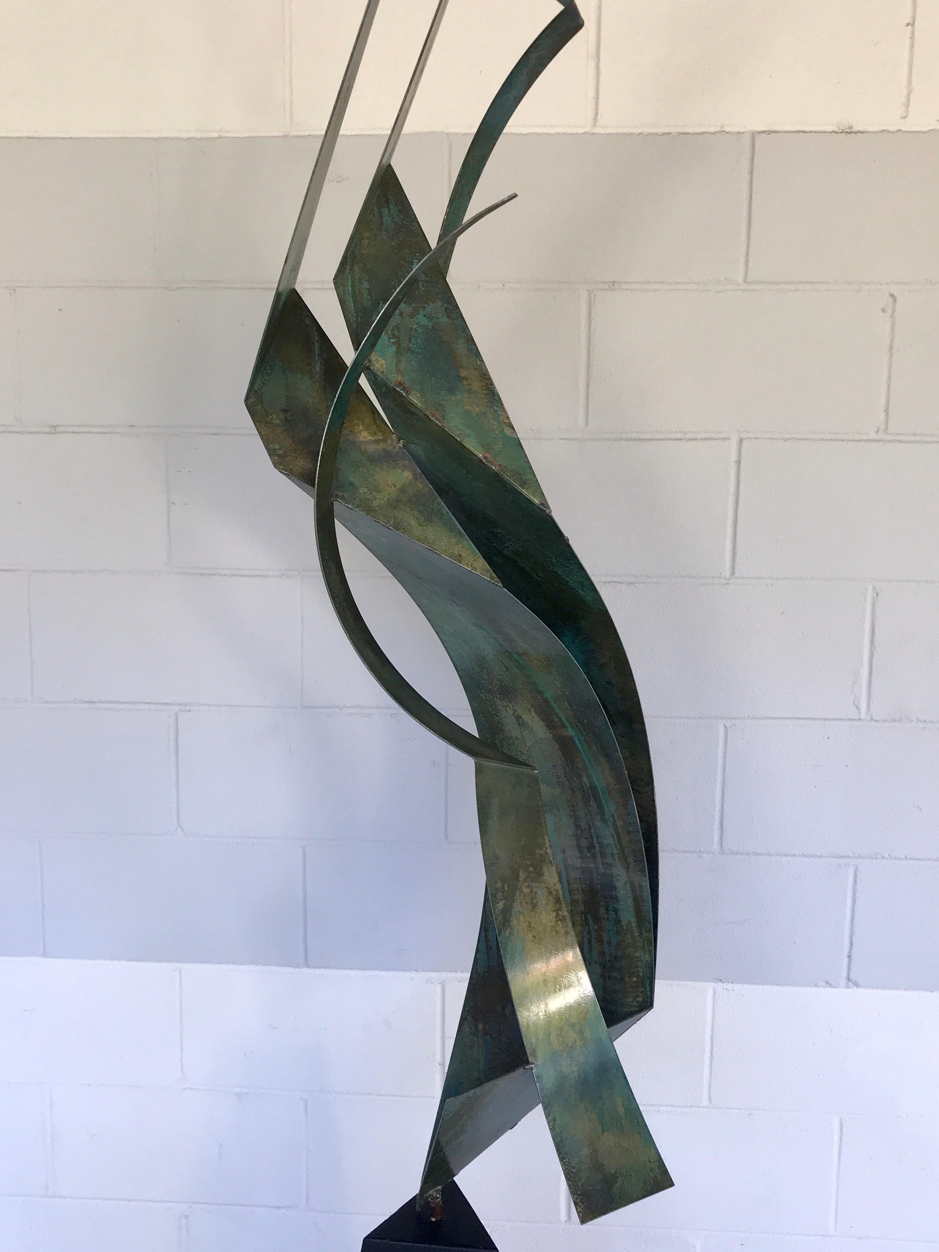 20th Century Monumental Verdigris Bronze Abstract Sculpture by Curtis Jere For Sale