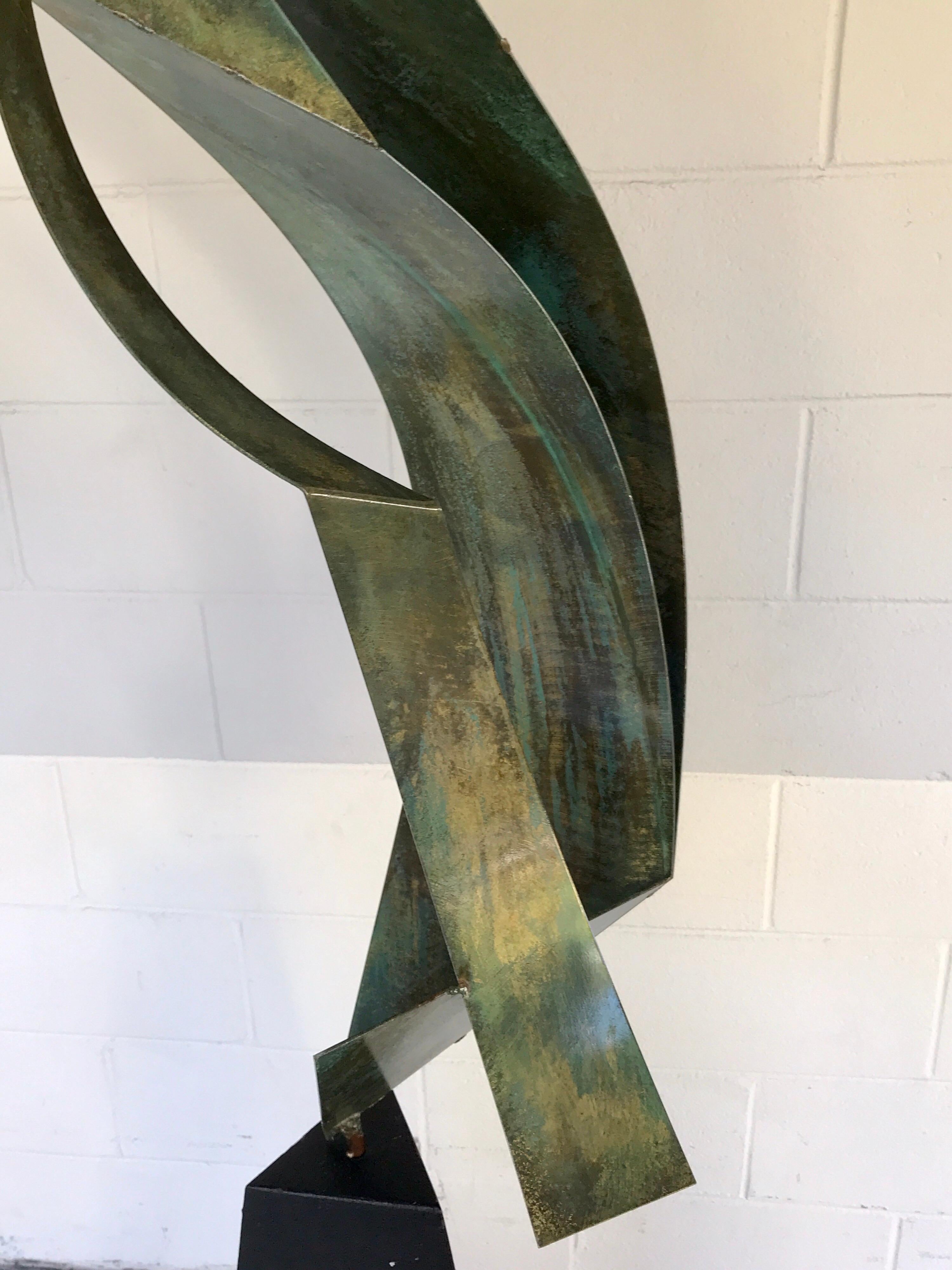 Monumental Verdigris Bronze Abstract Sculpture by Curtis Jere For Sale 1