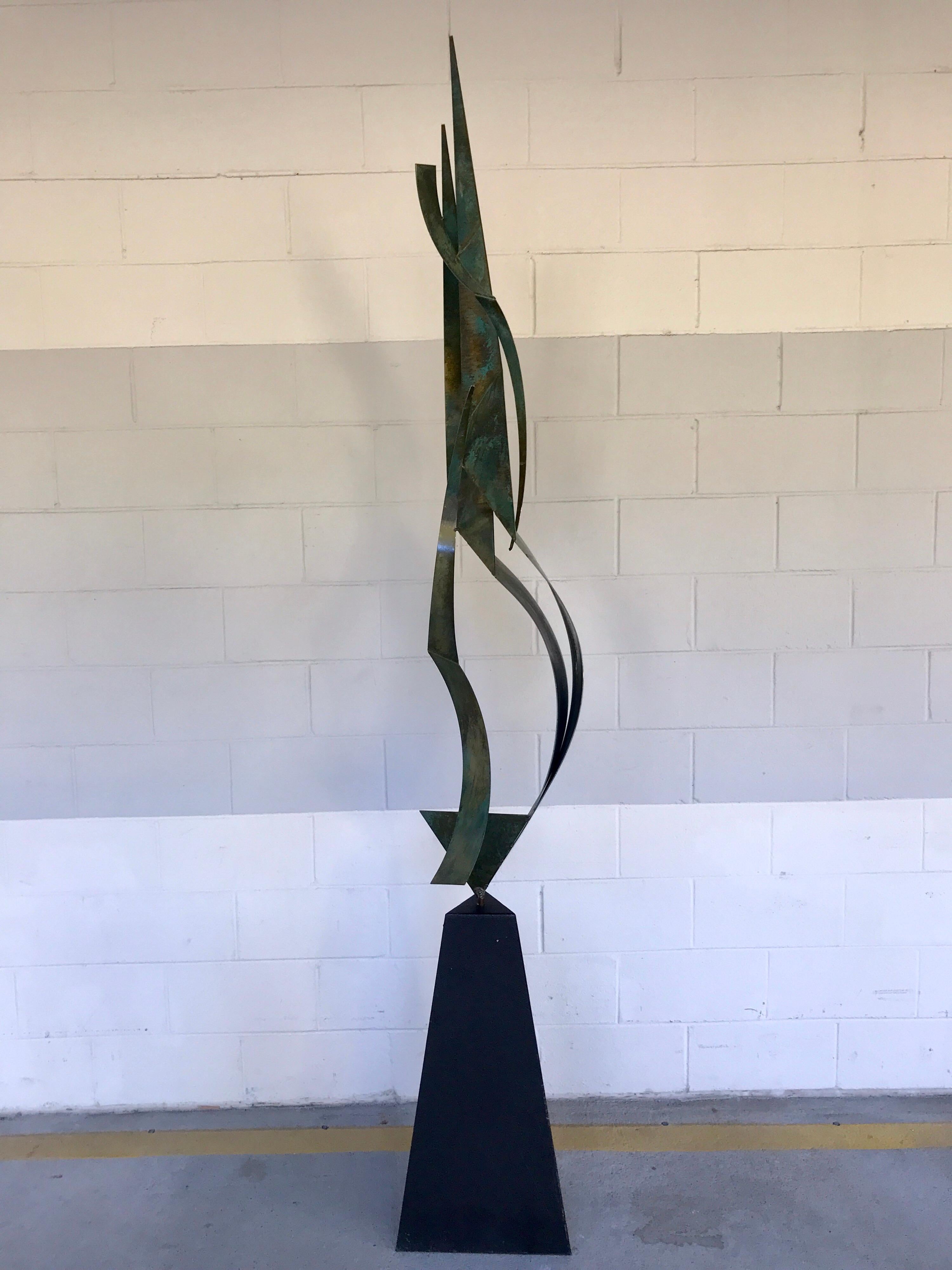 Monumental Verdigris Bronze Abstract Sculpture by Curtis Jere For Sale 2