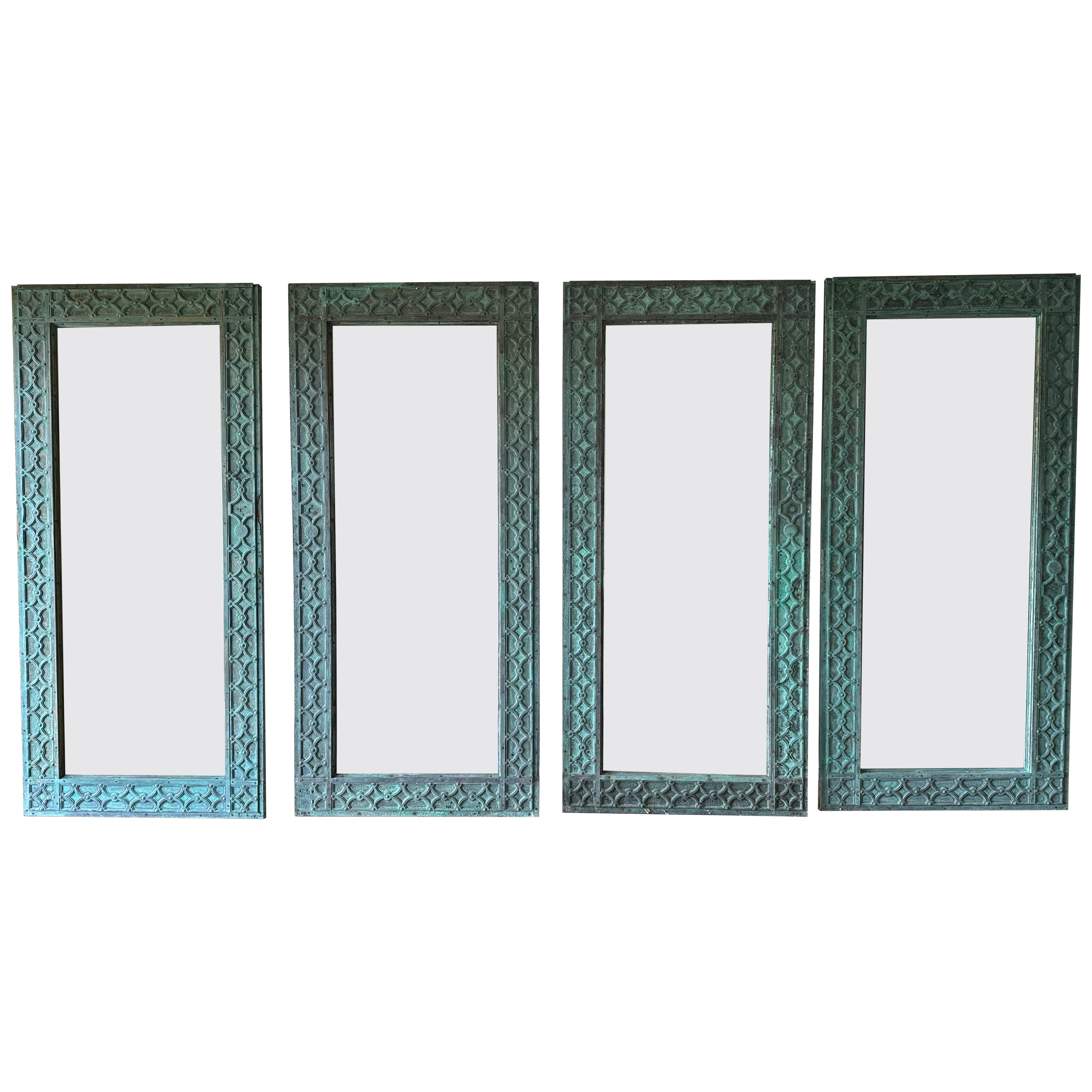 Monumental Verdigris Bronze Full Length Pier Mirrors--PRICED INDIVIDUALLY