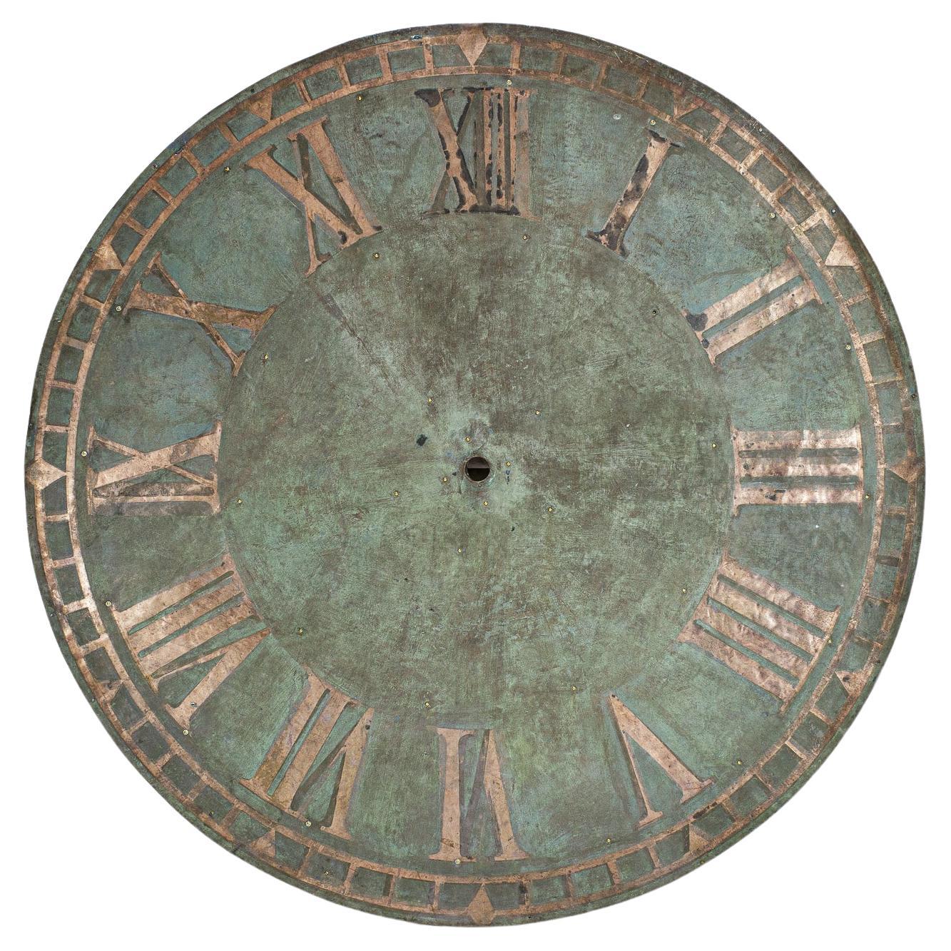 Monumental Verdigris Copper Clock Tower Clock Face
