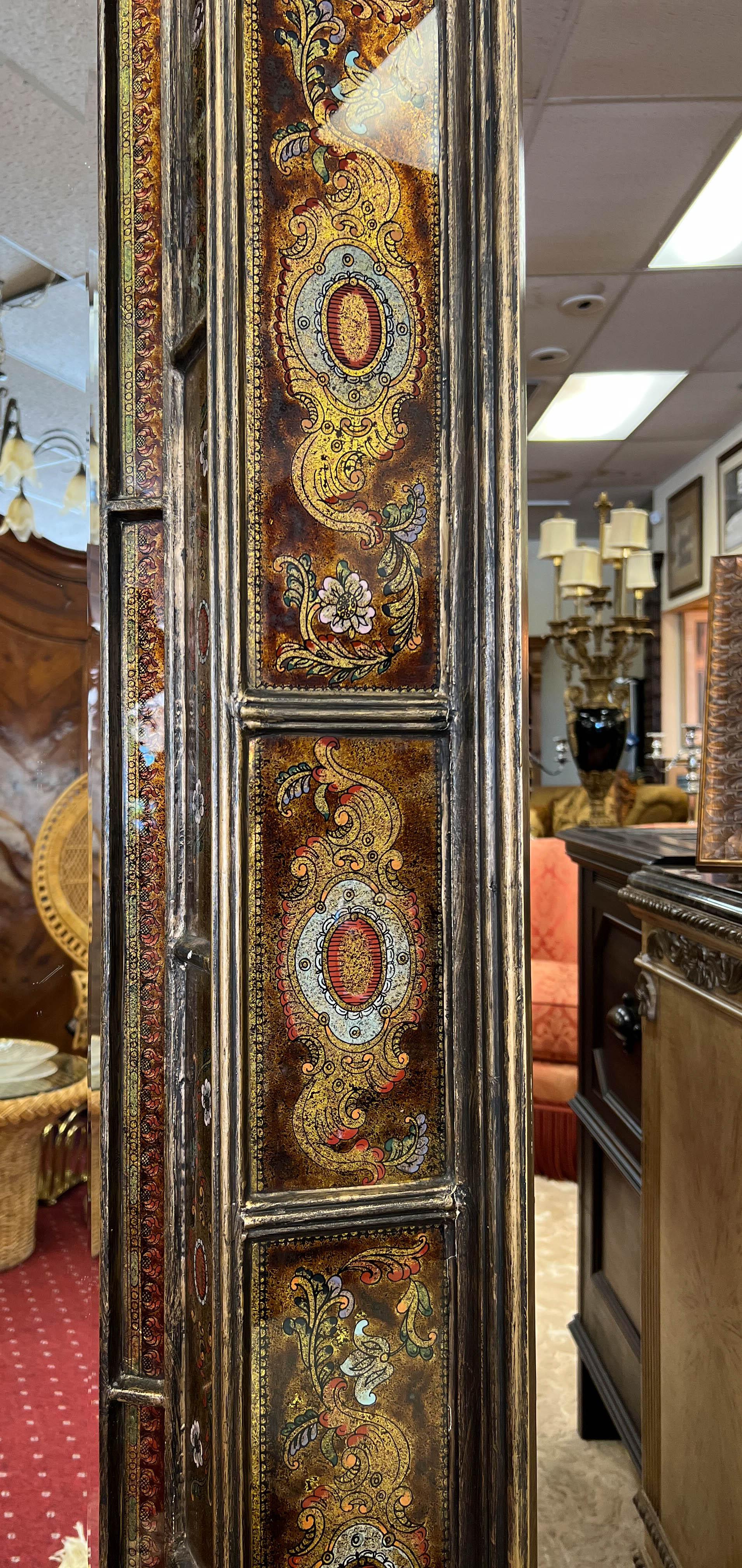 Monumental Verre Églomisé Rectangular Mirror In Good Condition In North Palm Beach, FL