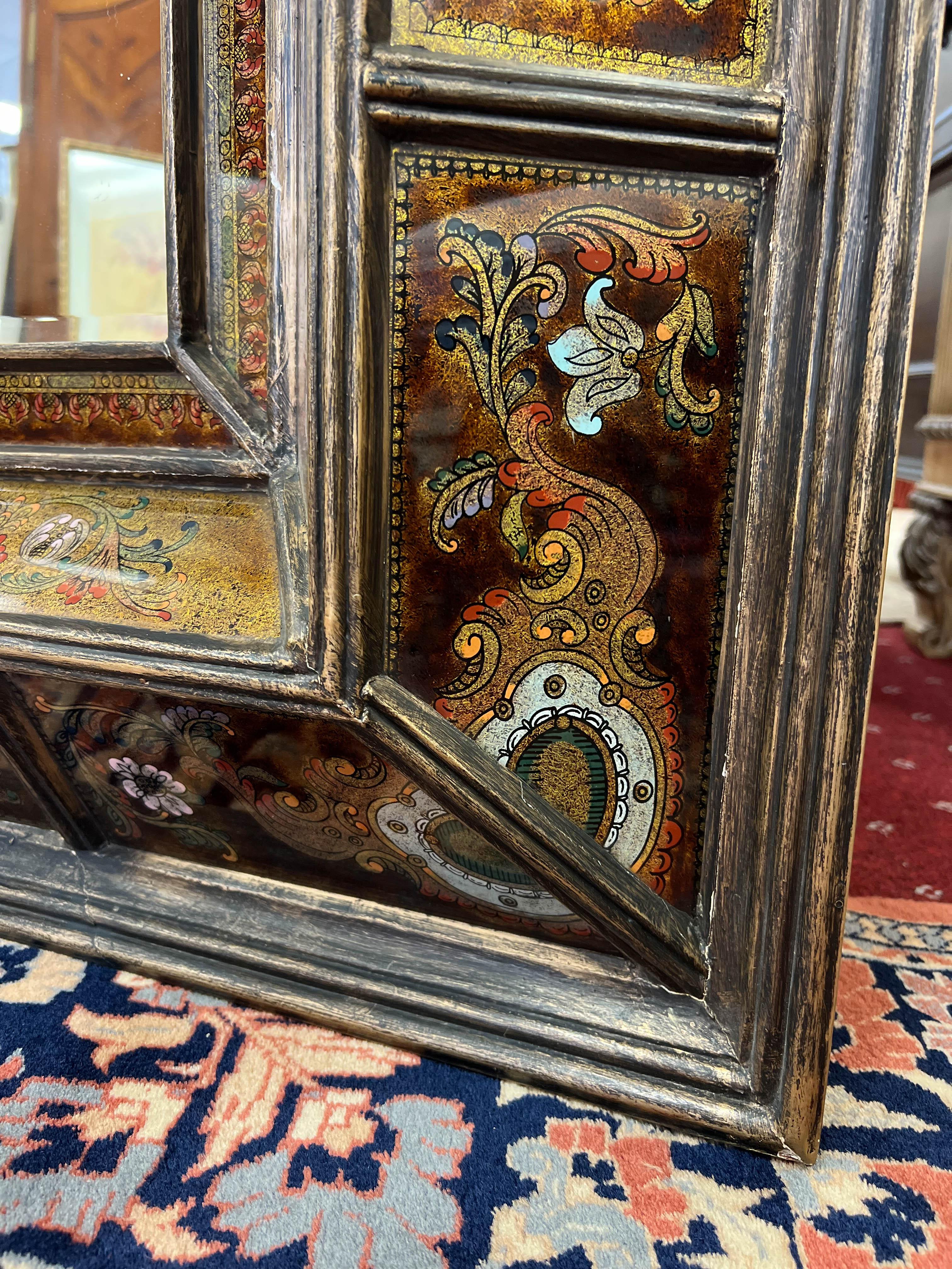 Glass Monumental Verre Églomisé Rectangular Mirror
