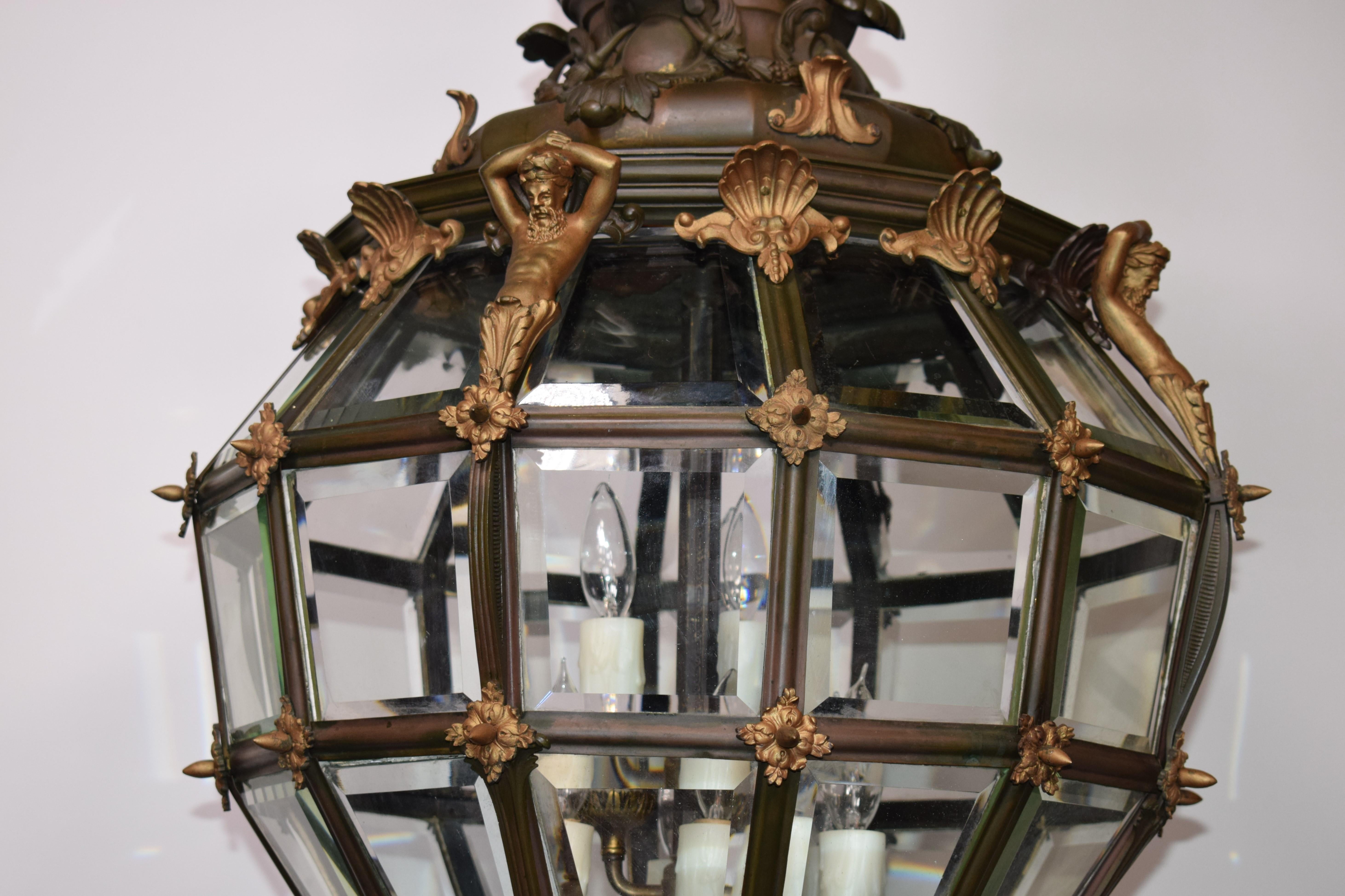 French Monumental Versailles Style Lantern Chandelier For Sale