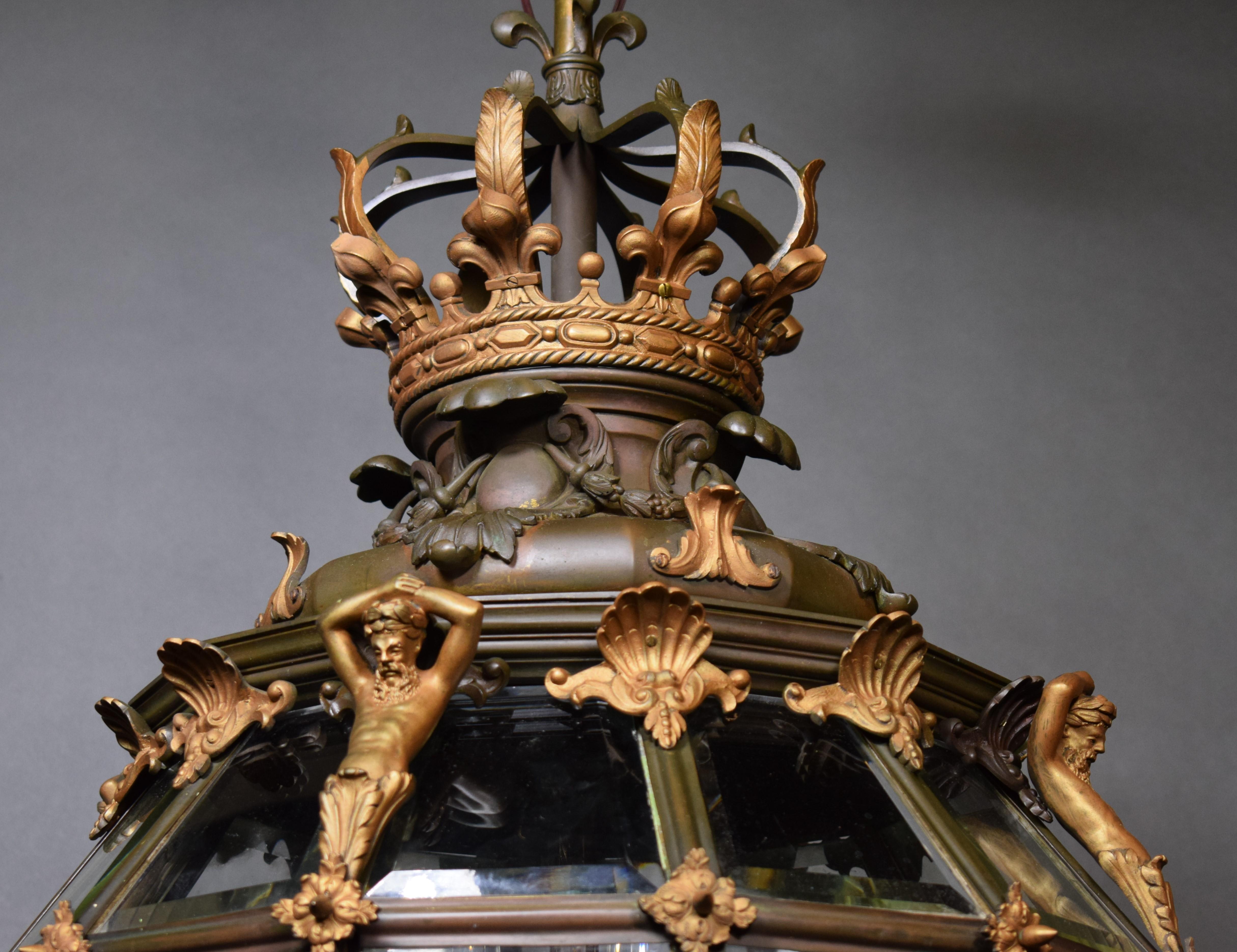 Early 20th Century Monumental Versailles Style Lantern Chandelier For Sale