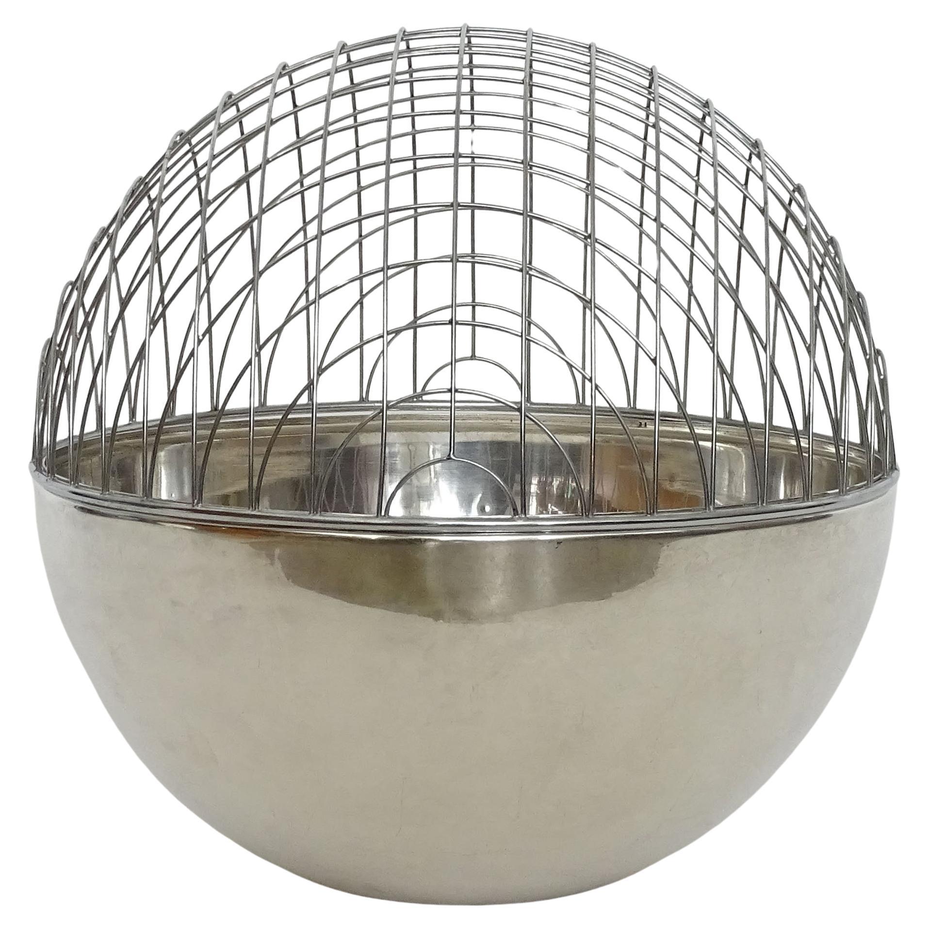 Monumental Vico Magistretti Magellano Silver Plate Flower Vase, 1971