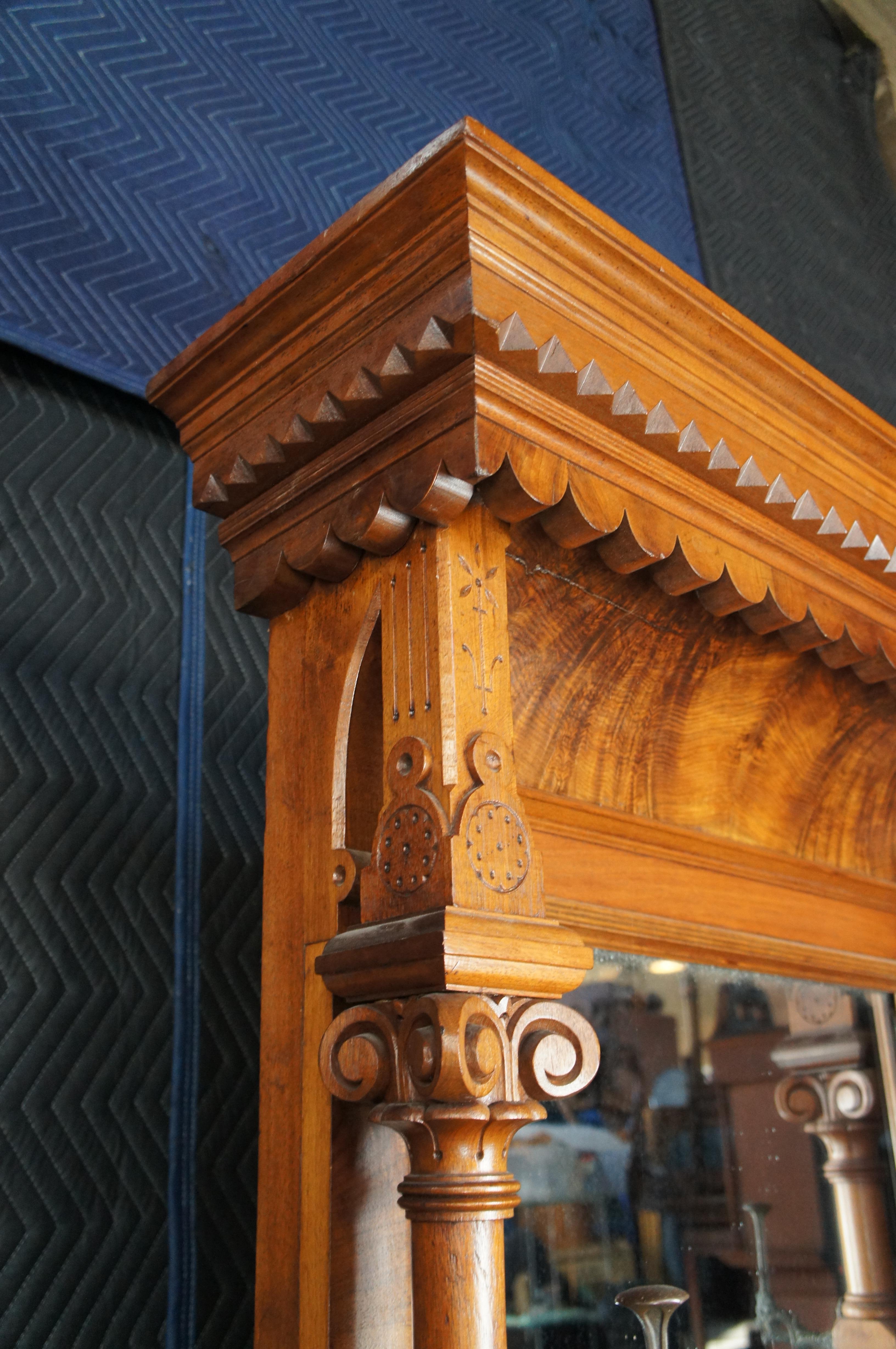 Monumental Victorian Renaissance Revival Walnut Granite Hall Tree Umbrella Stand For Sale 6