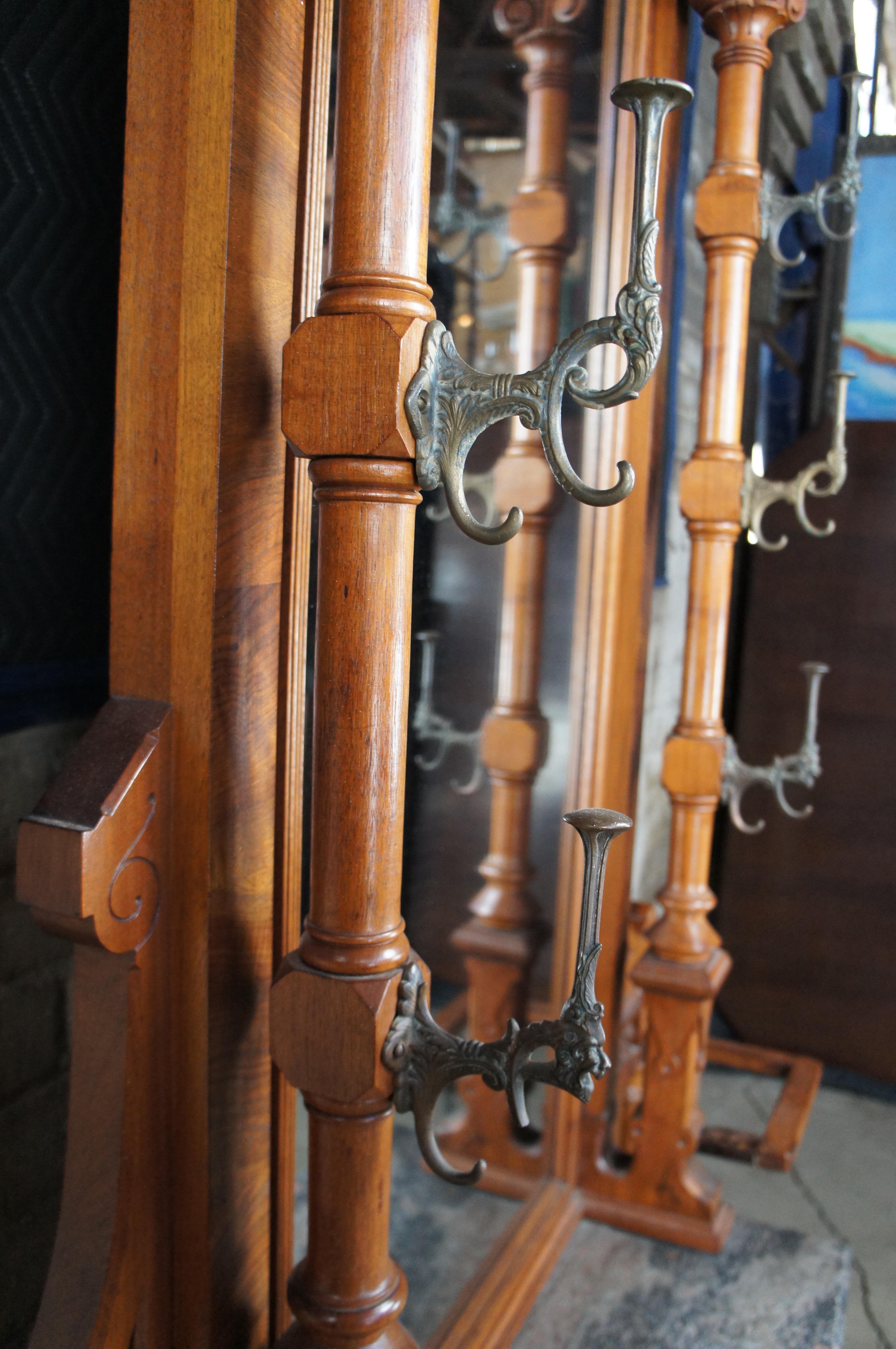 Monumental Victorian Renaissance Revival Walnut Granite Hall Tree Umbrella Stand For Sale 4