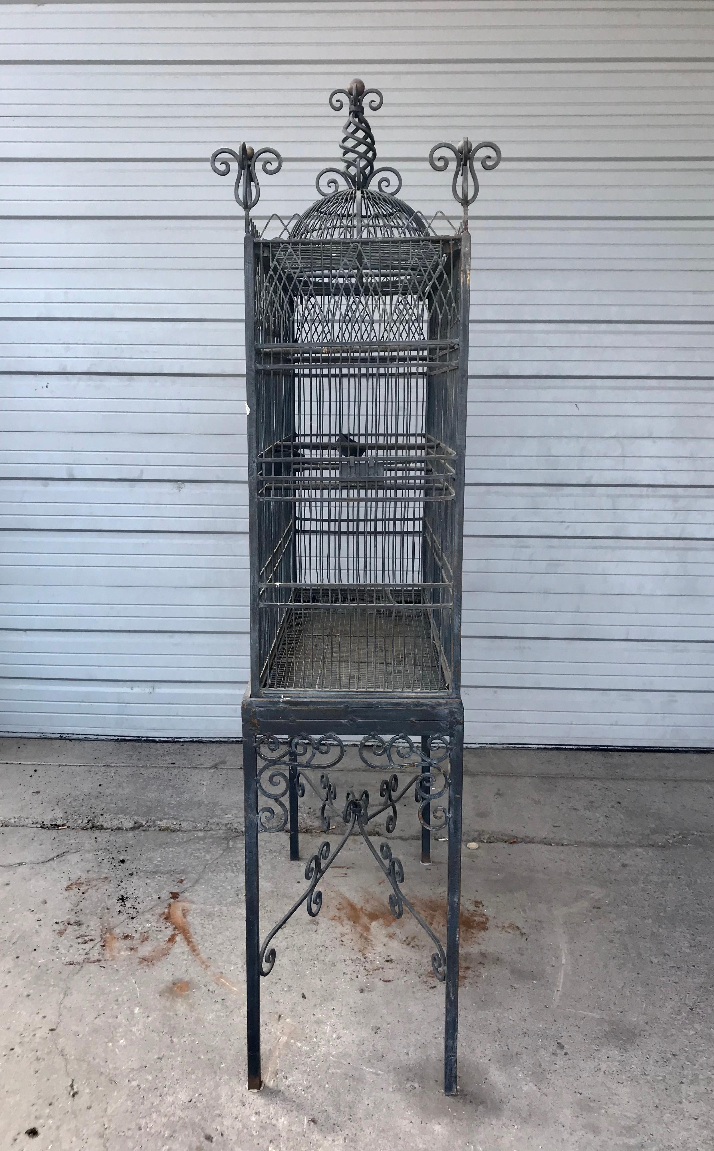 Monumental Victorian Style Antique Br Painted Bird Iron Monumental Victorian Style Antique Br Painted Bird Iron Cage At 1stdibs