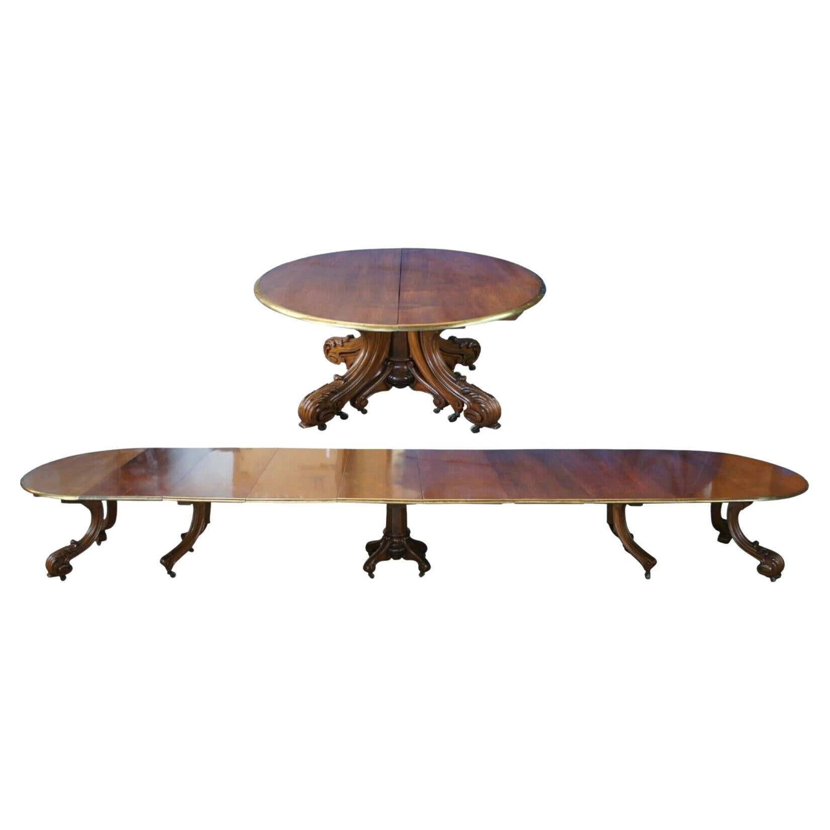Monumental Victorian Walnut Extendable Boardroom Conference Dining Table For Sale