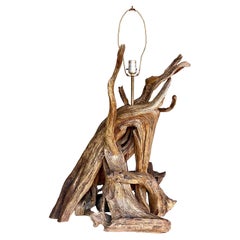 Monumental Organic Driftwood Sculptural Table Lamp