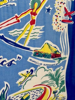 Tovaglia vintage monumentale di Cuba come souvenir, trasformata in opera d’arte da parete incorniciata a regola d’arte