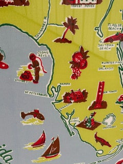 Monumentaler Vintage-Tischteppich mit Bambus-/Rattanbesatz, maßgefertigt, gerahmt, aus altem Florida