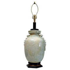 Monumental Vintage Drip Glaze Danish Style Pastel Yellow Melon Large Table Lamp