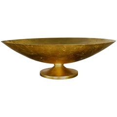 Monumental Vintage Fiberglass Gold Leaf Footed Bowl Display