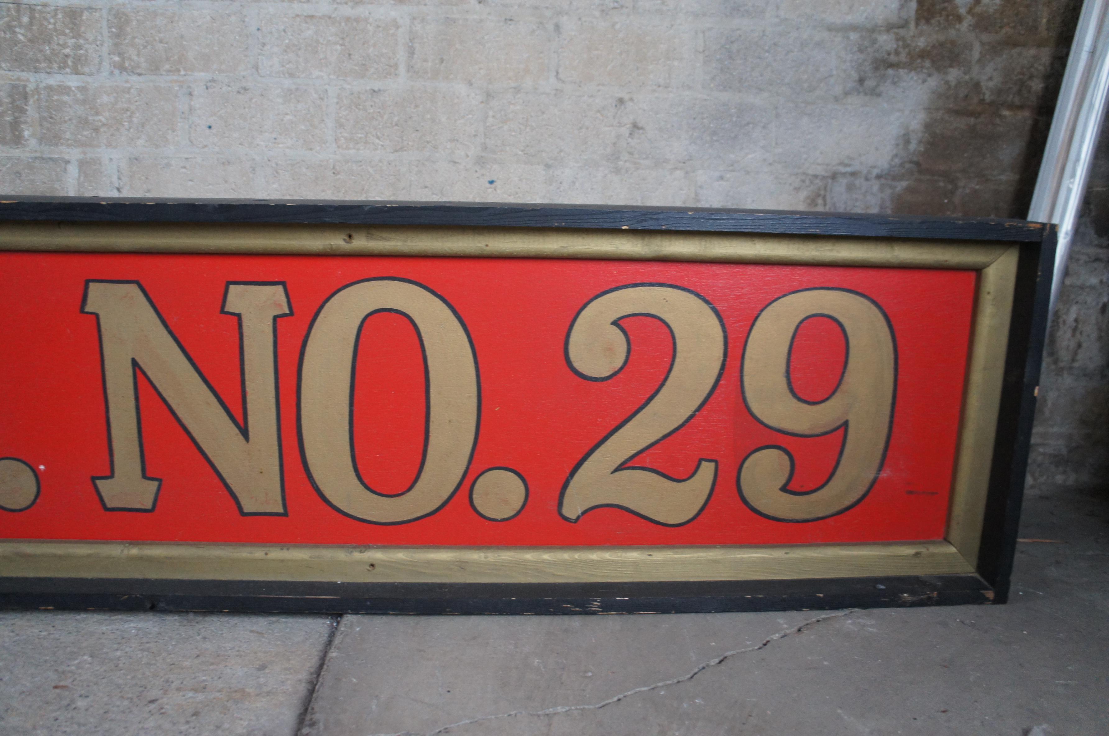 Paint Monumental Vintage Fire Engline No. 29 Firefighter Advertising Sign 146